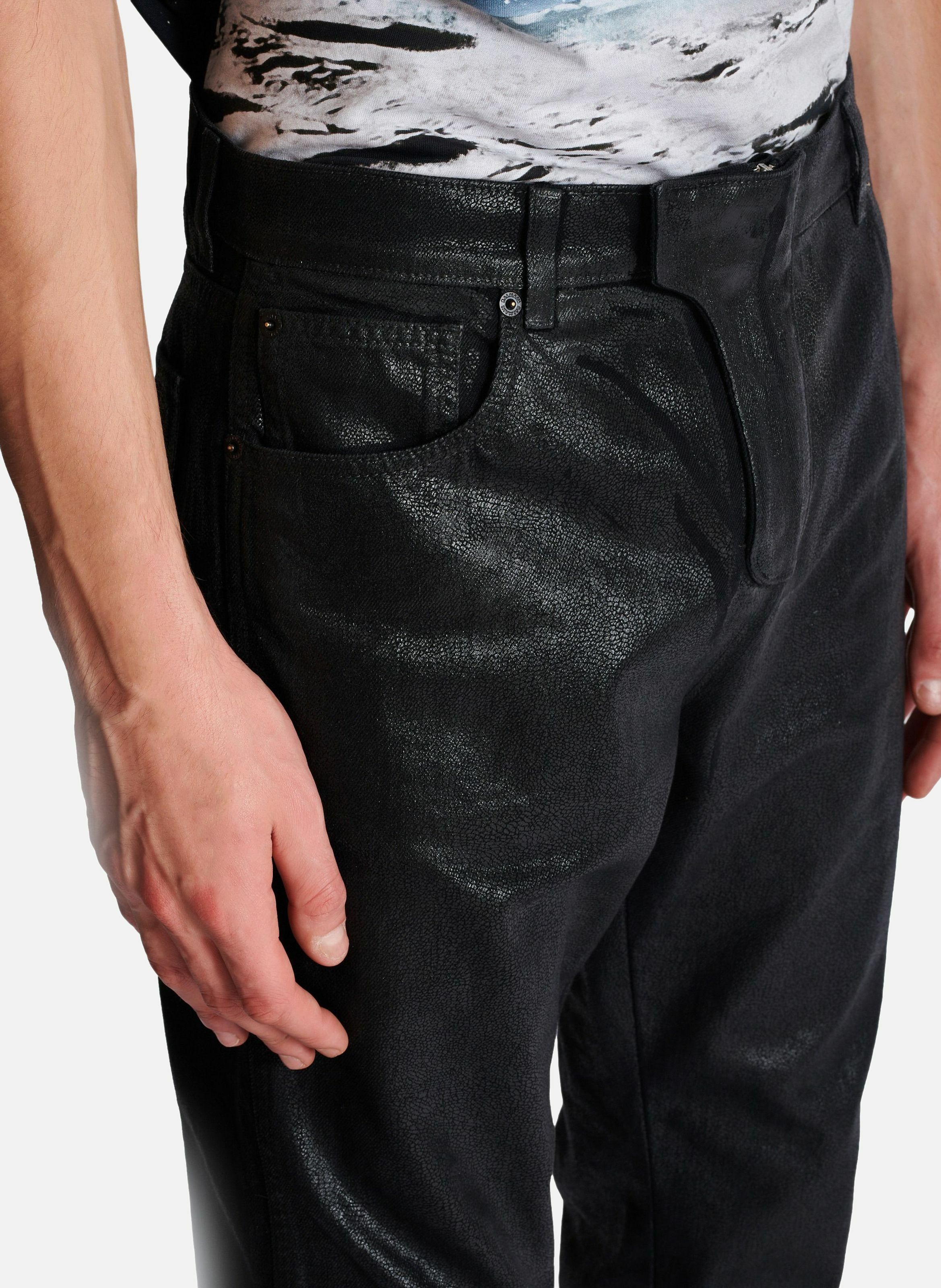 Jean regular en denim enduit BALMAIN Noir
