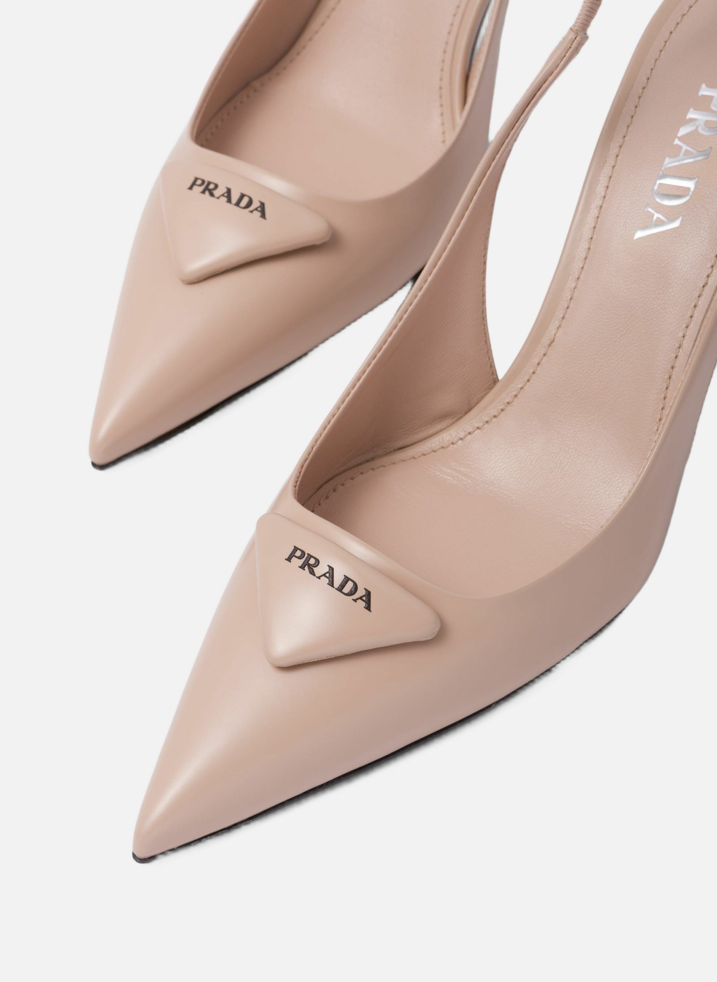 Escarpins à bride arrière en cuir brossé PRADA Rose