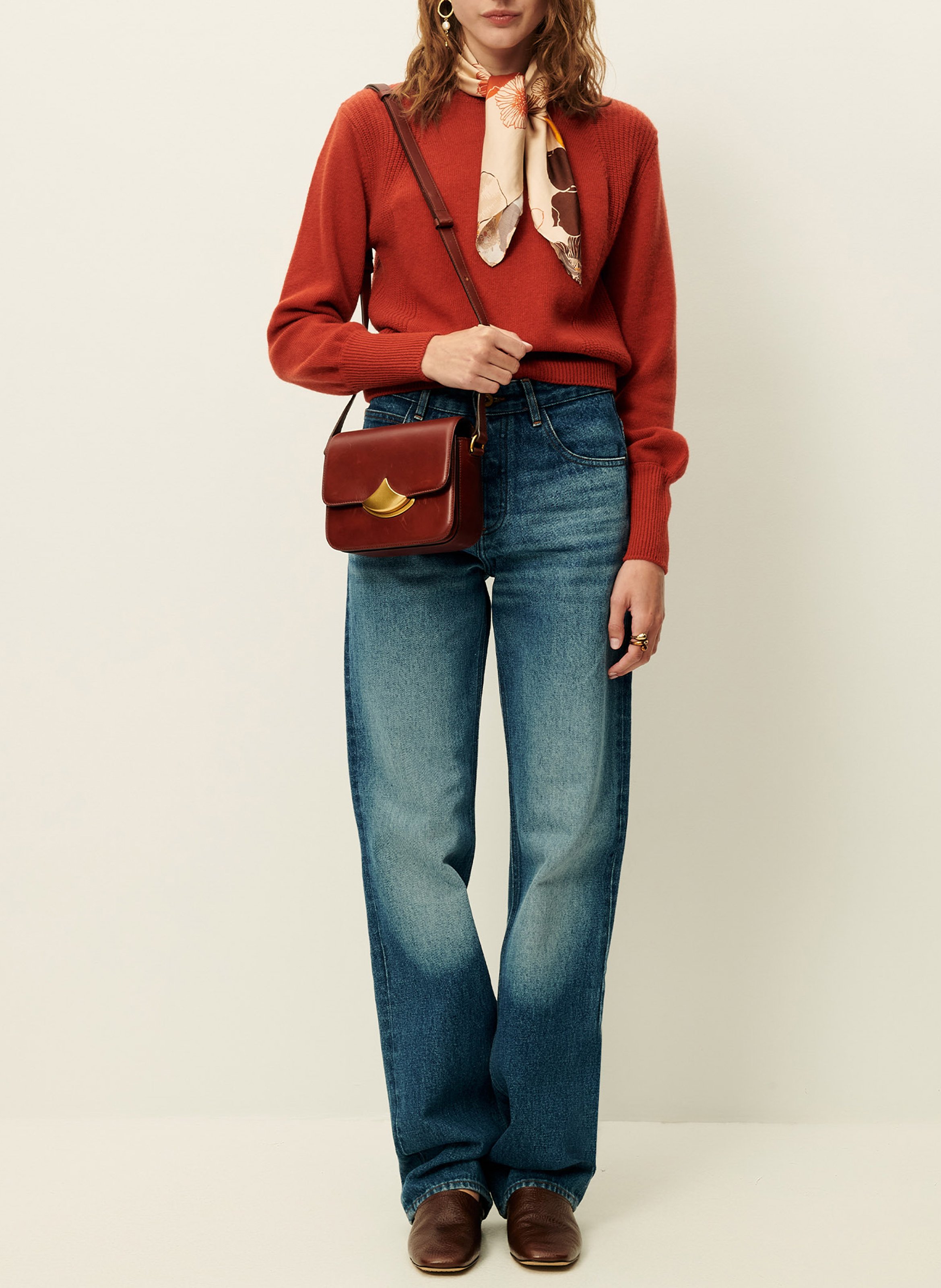 Pull col rond droit en laine baysilte SESSUN Rouge