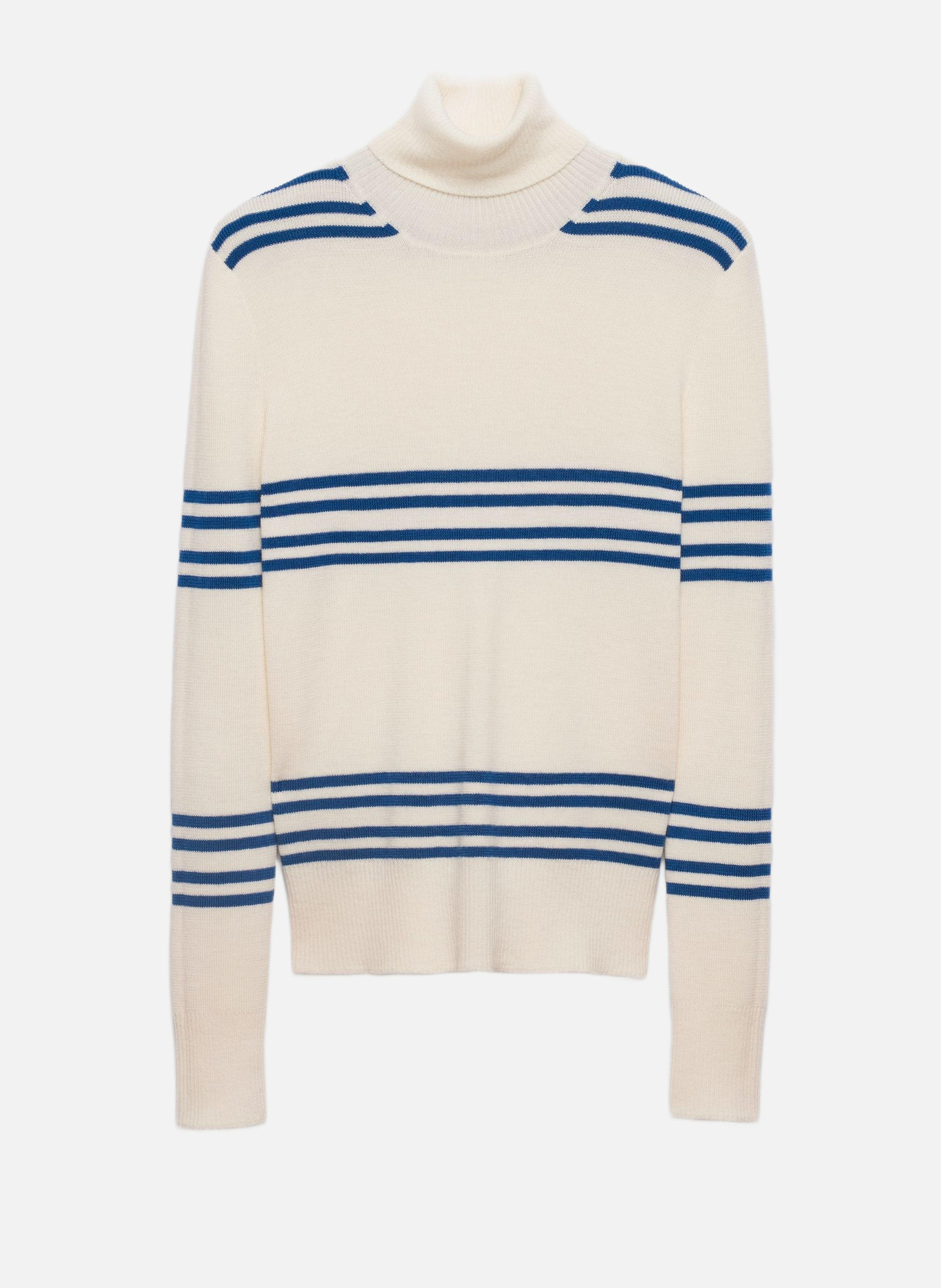 Pull à col roulé en laine à rayures PRADA Beige