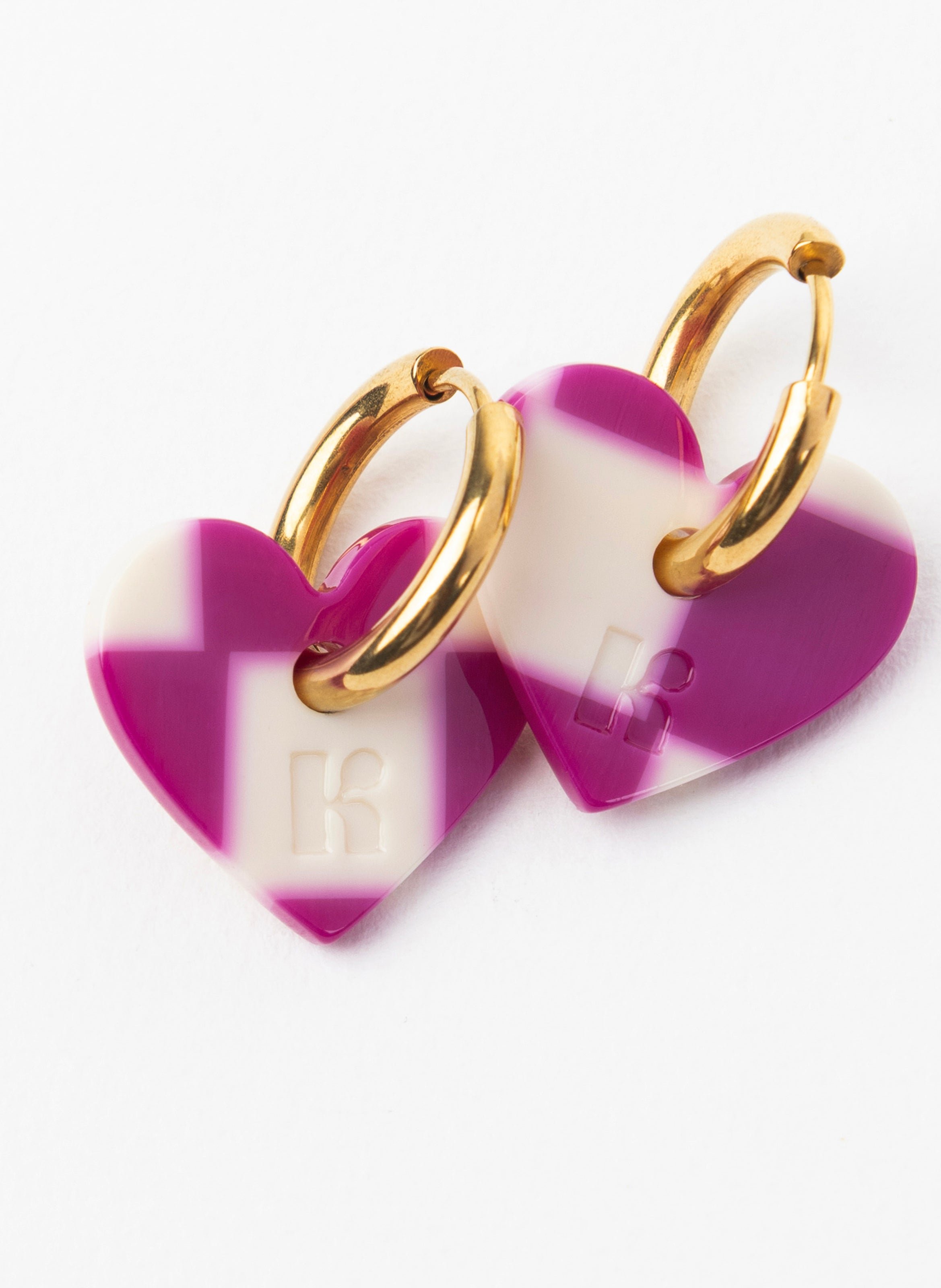 Boucles d'oreilles lova lova avec anneaux en acier inoxydable doré KURAGE GINZA Violet