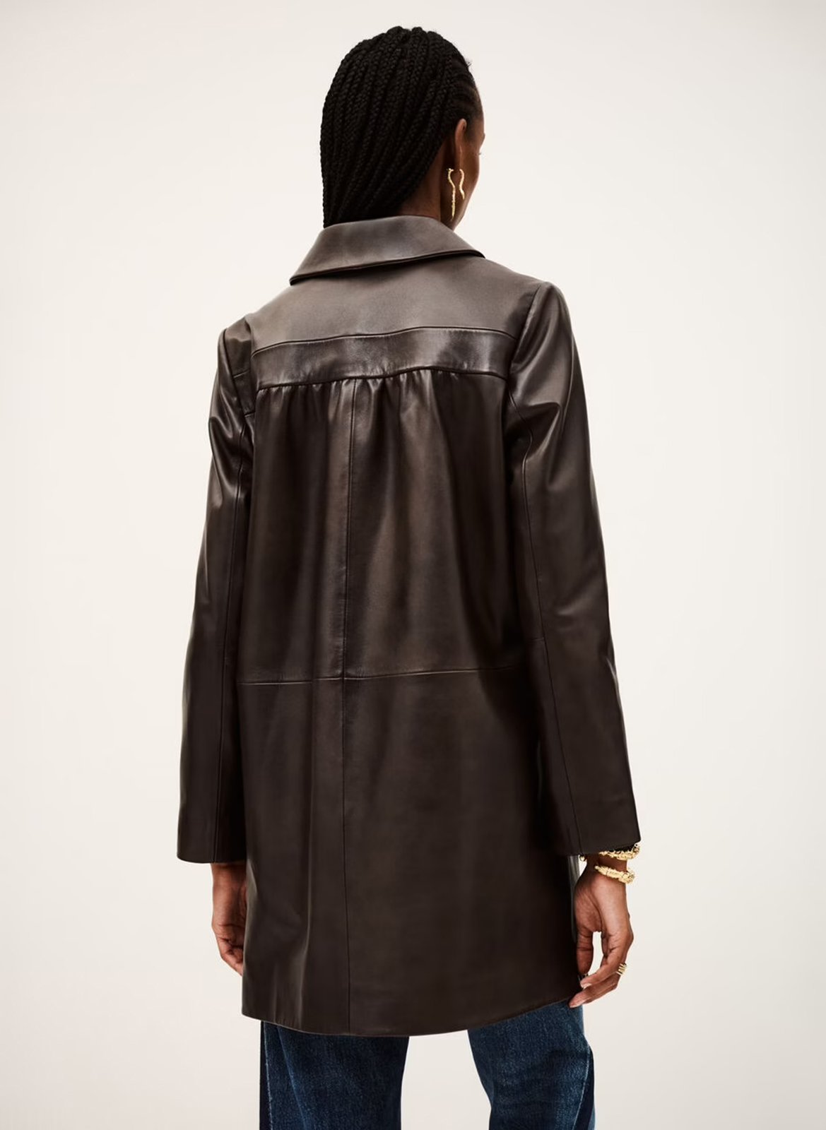 Veste en cuir col chemise madie BA&SH Marron