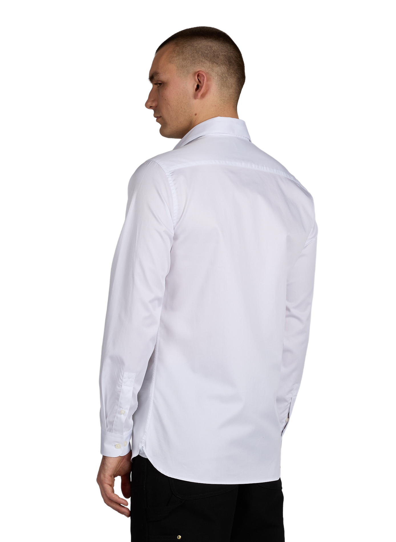 Fitted plain cotton shirt AU PRINTEMPS PARIS White