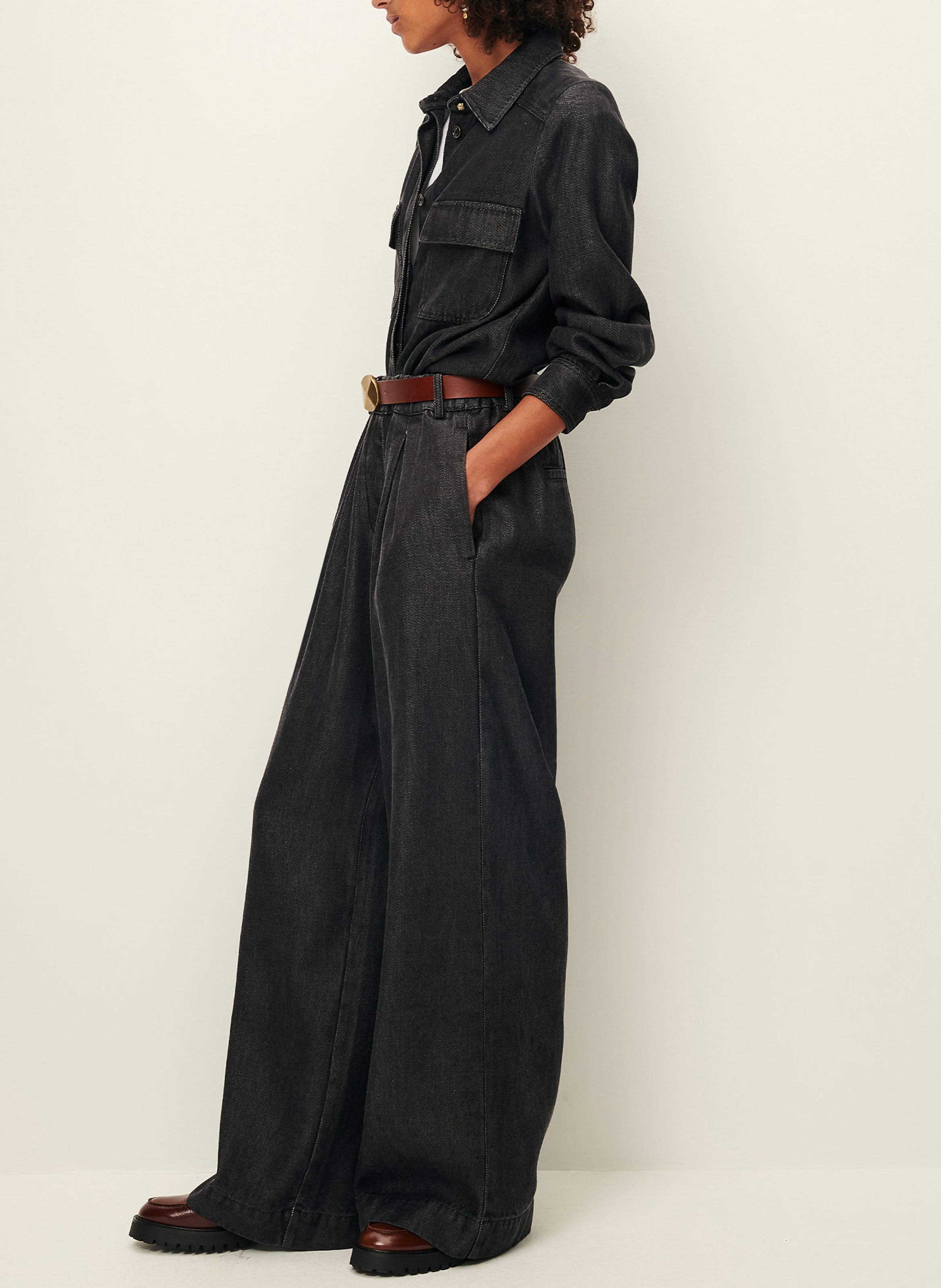 Pantalon large taille haute rinim SESSUN Gris