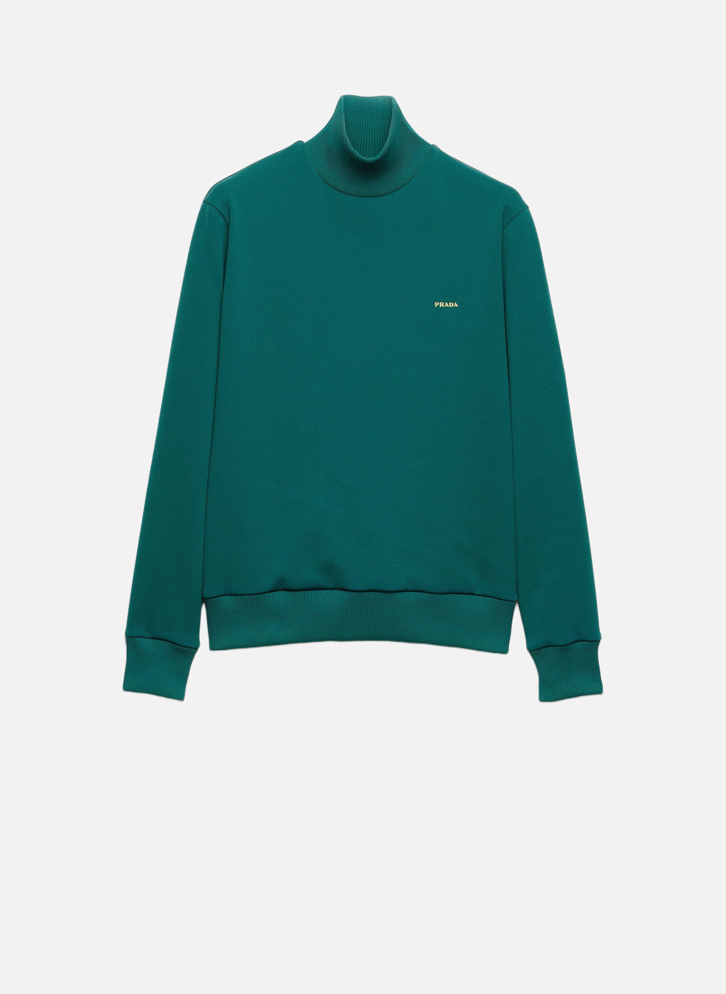 Sweat-shirt à col roulé en tissu technique PRADA Vert