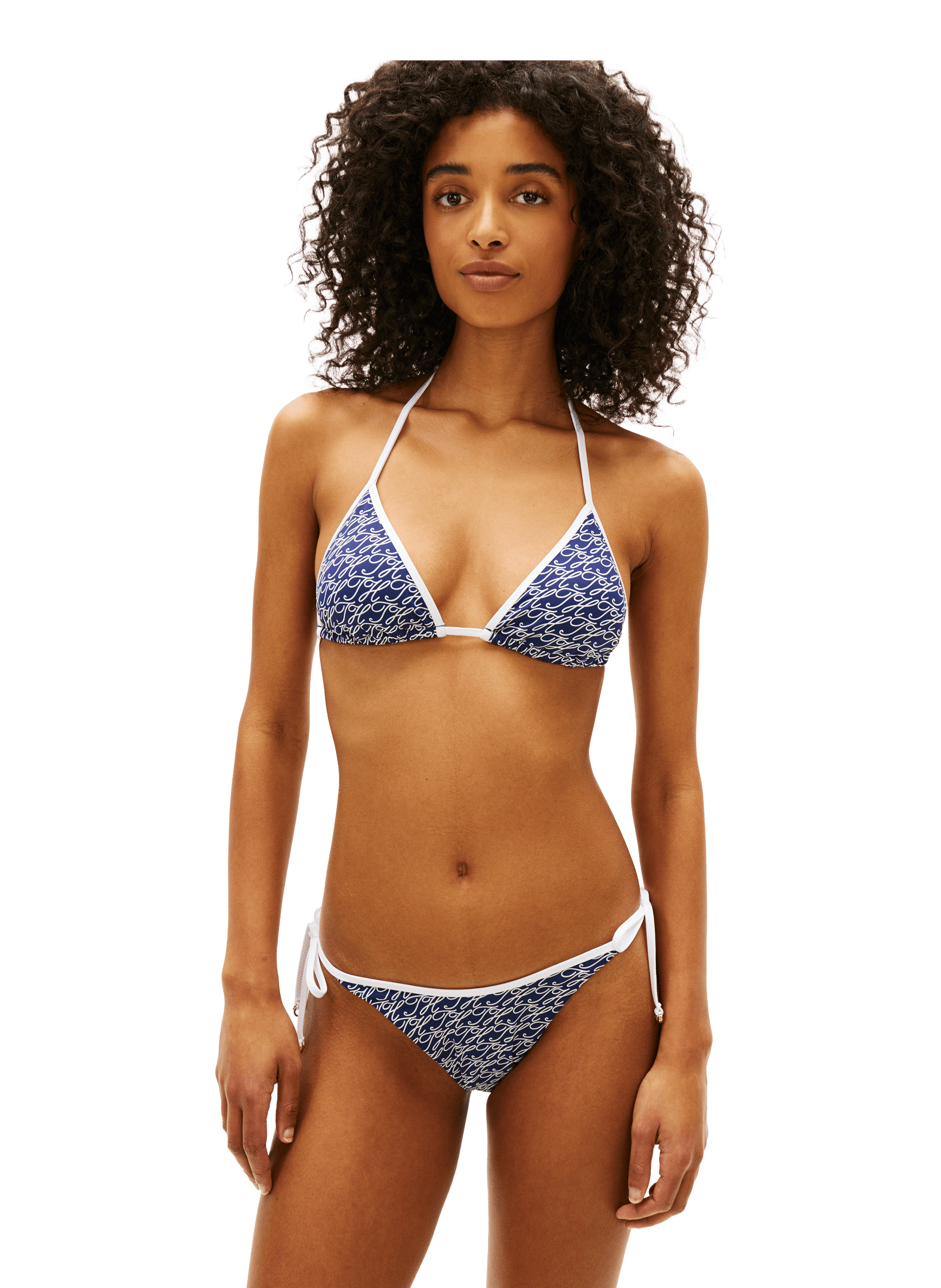 Triangle bikini top with logo print TOMMY HILFIGER Blue