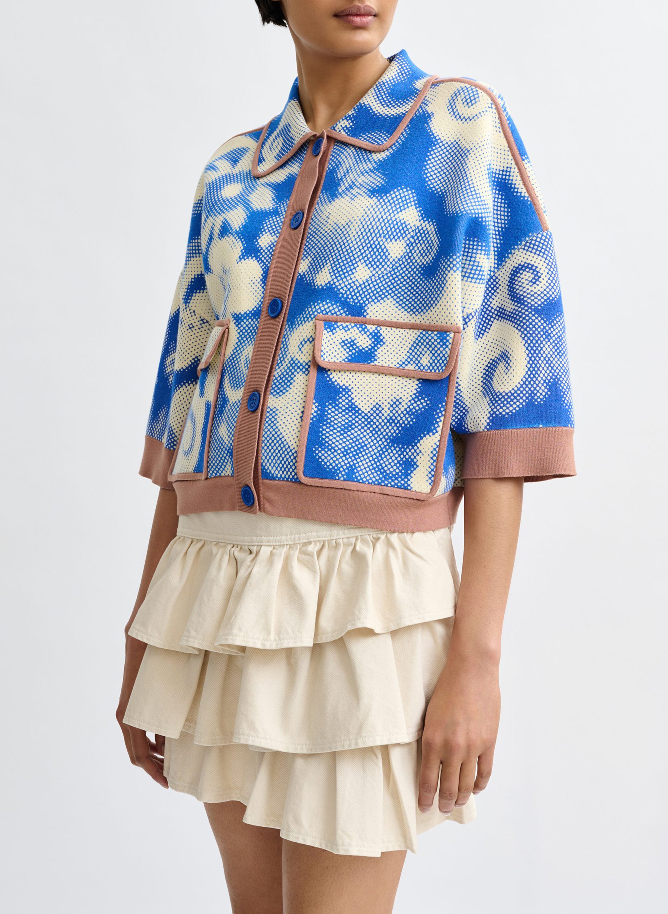 Cardigan ample fleuri manches 3/4 Joly ESSENTIEL ANTWERP Blanc