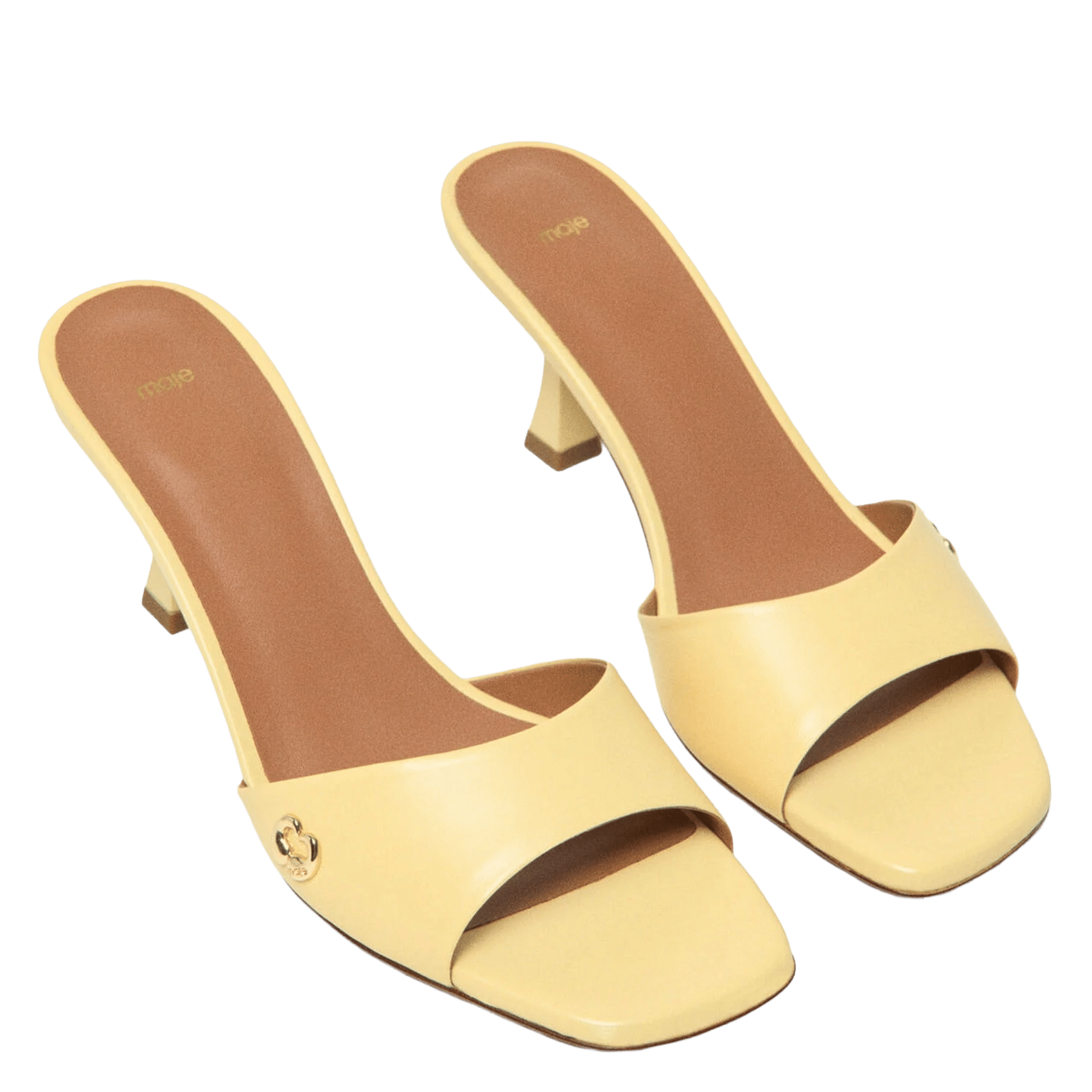 Mules à talons en cuir MAJE Jaune