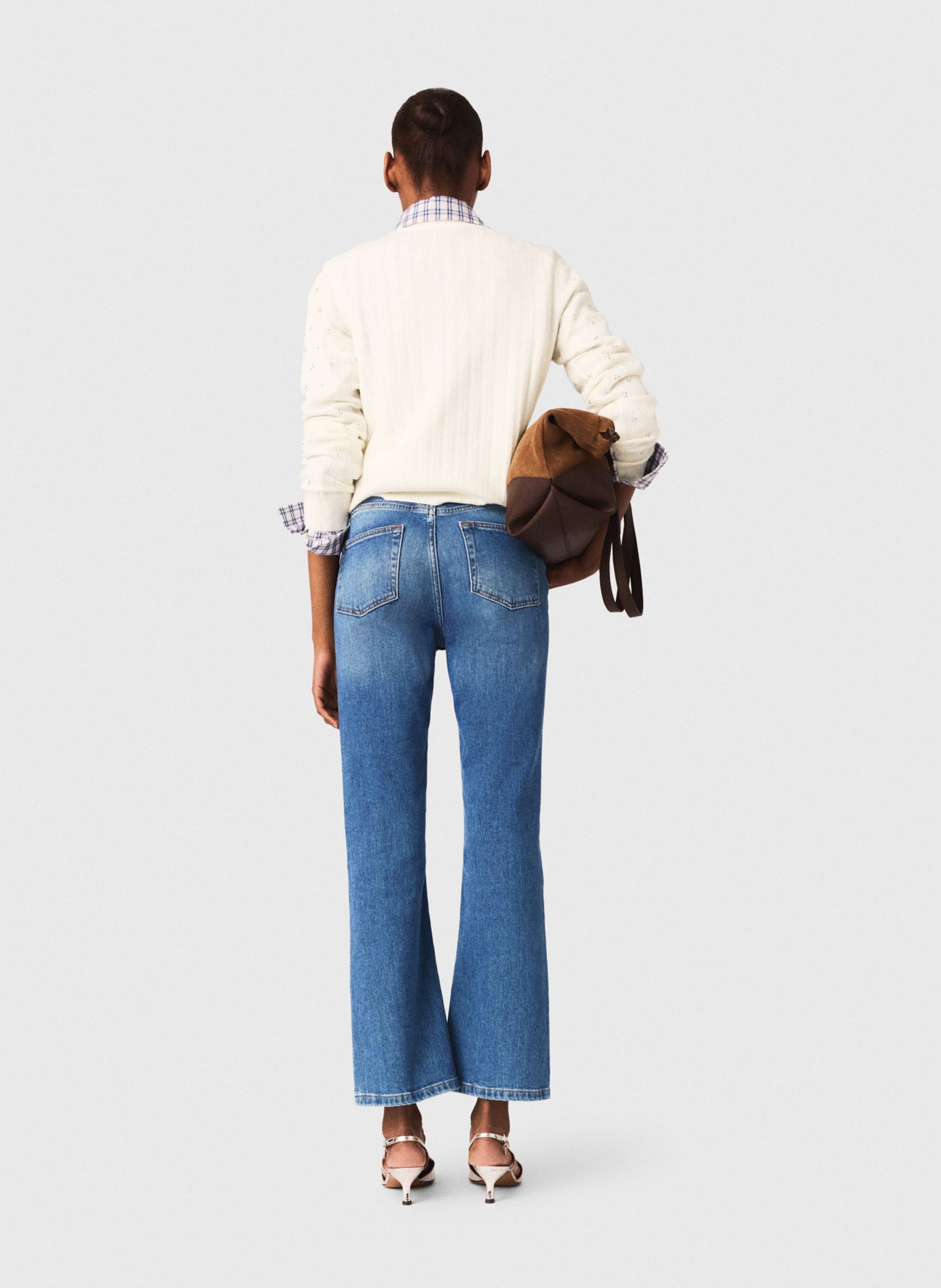 Jean cropped en coton mélangé MAJE Bleu