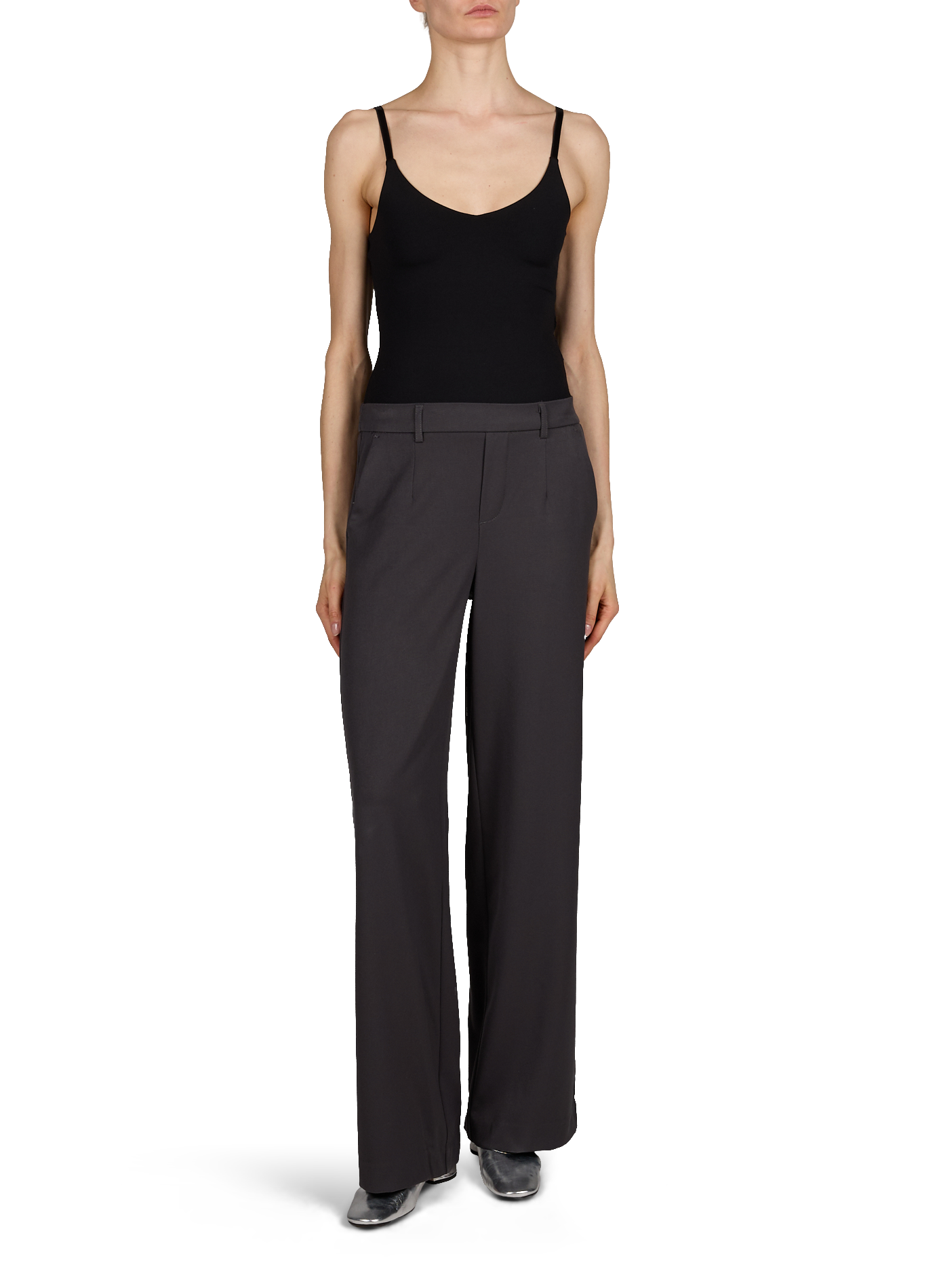 Wide-leg pants with elastic waistband OBJECT Grey