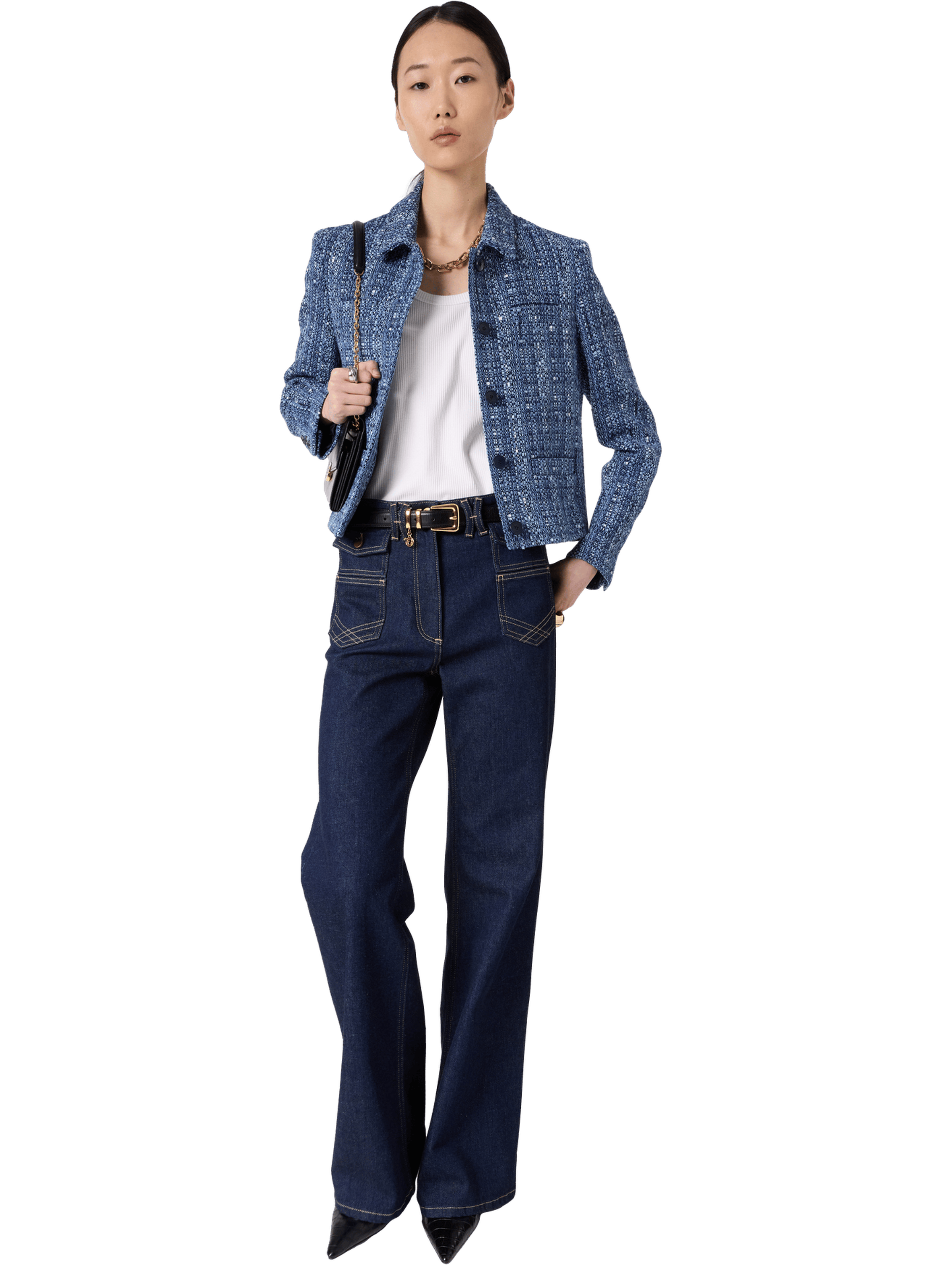 Veste en tweed à lurex - tahlia Bleu