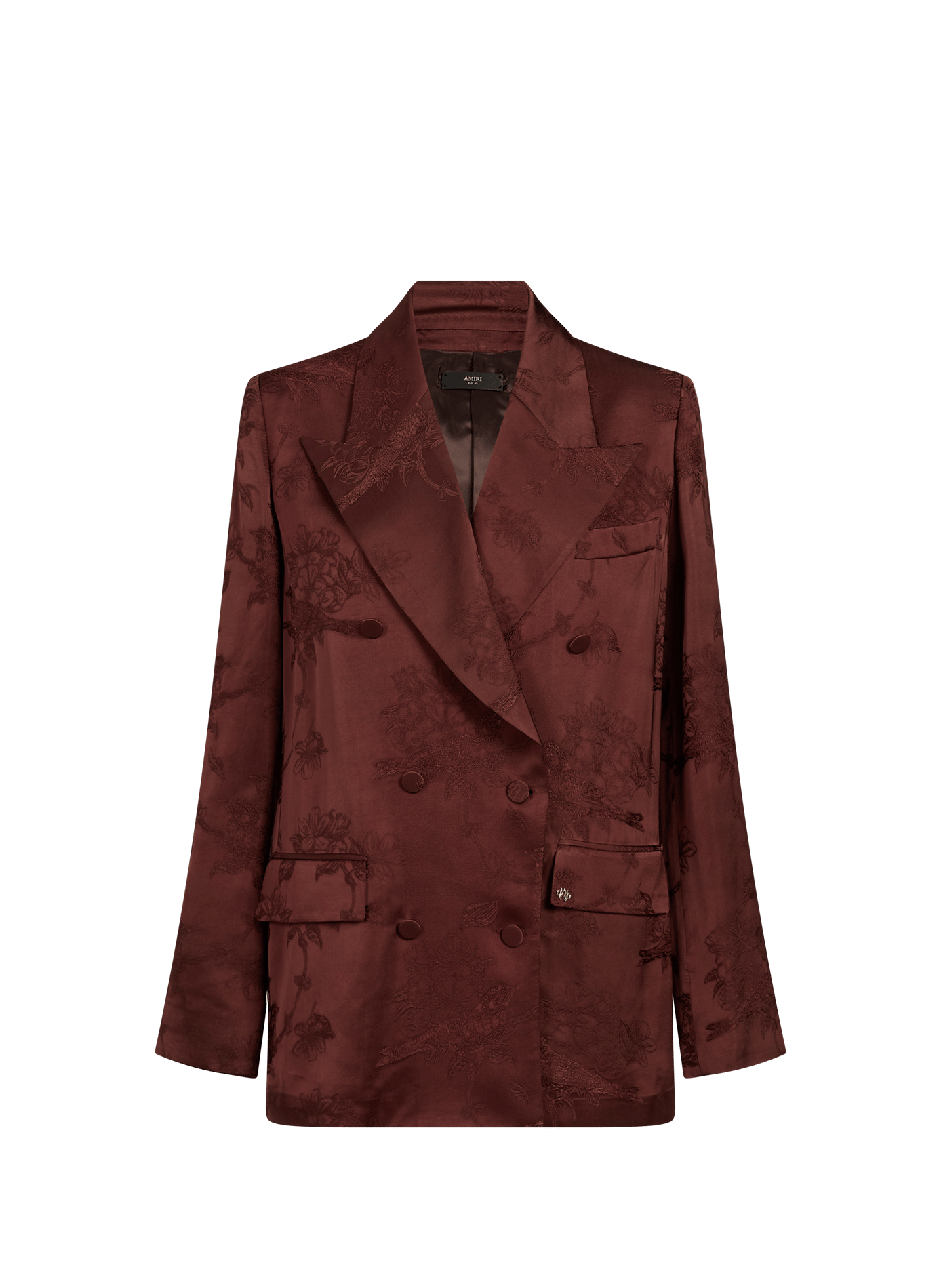 Blazer col tailleur broderies florales et oiseaux AMIRI Marron