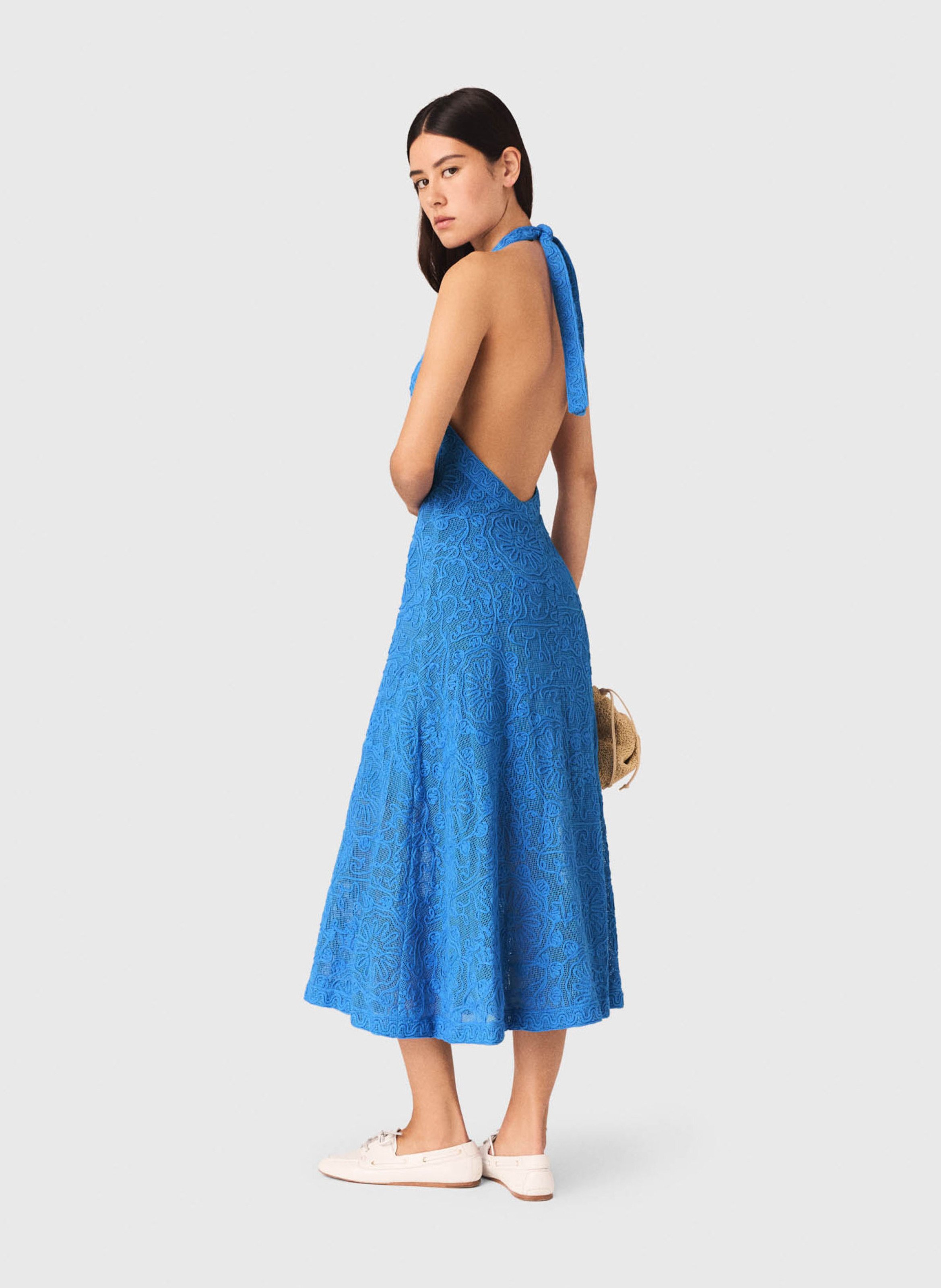 Robe longue en coton Bleu