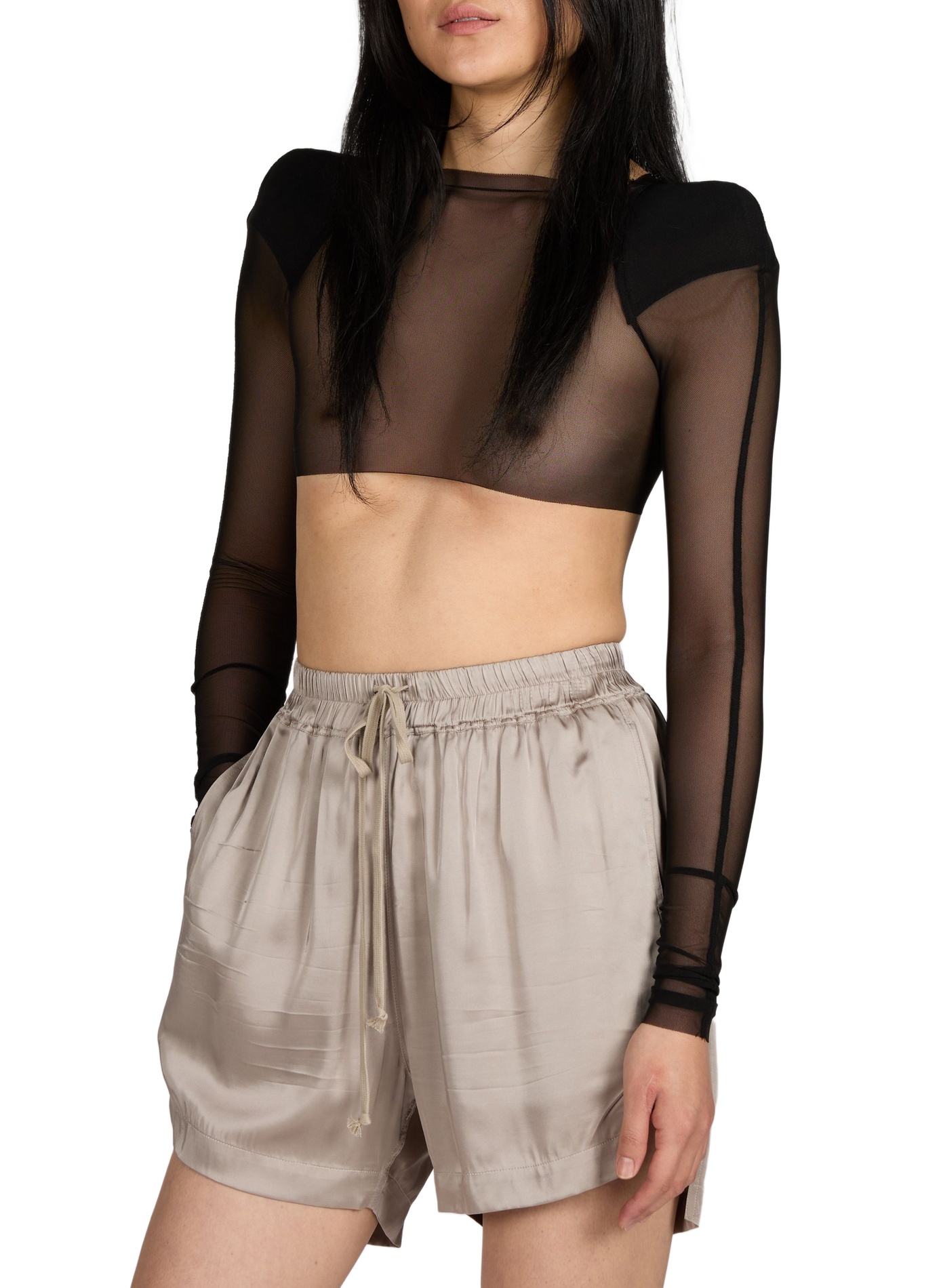 Top cropped transparent à manches longues RICK OWENS Noir
