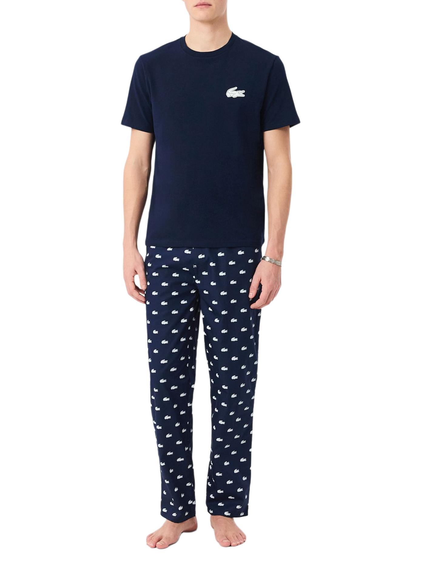 Set di pigiama lungo con loghi in misto cotone LACOSTE Blu