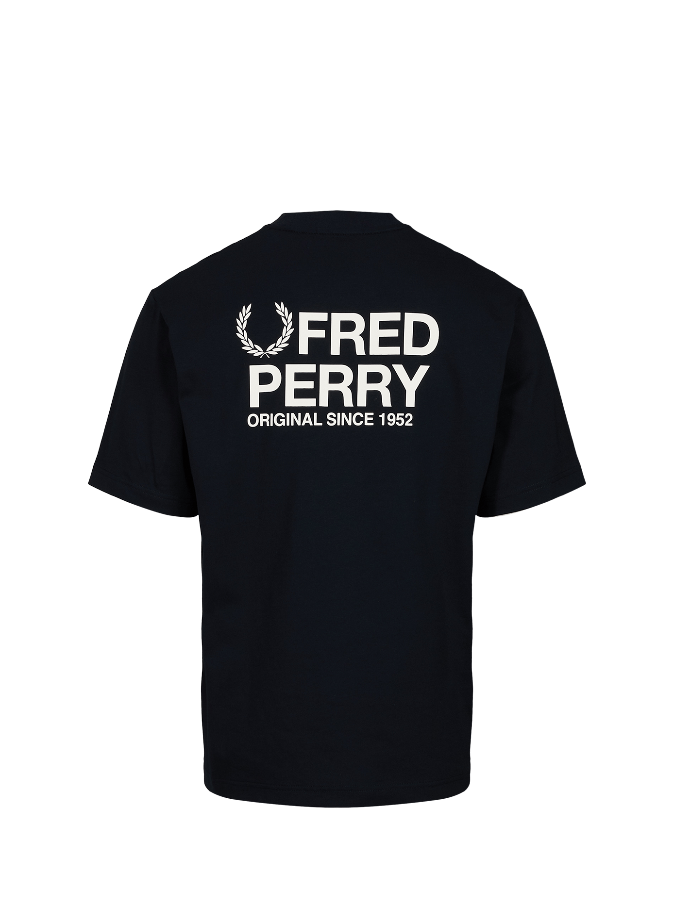 T-shirt à col rond et logo au dos en coton FRED PERRY Bleu