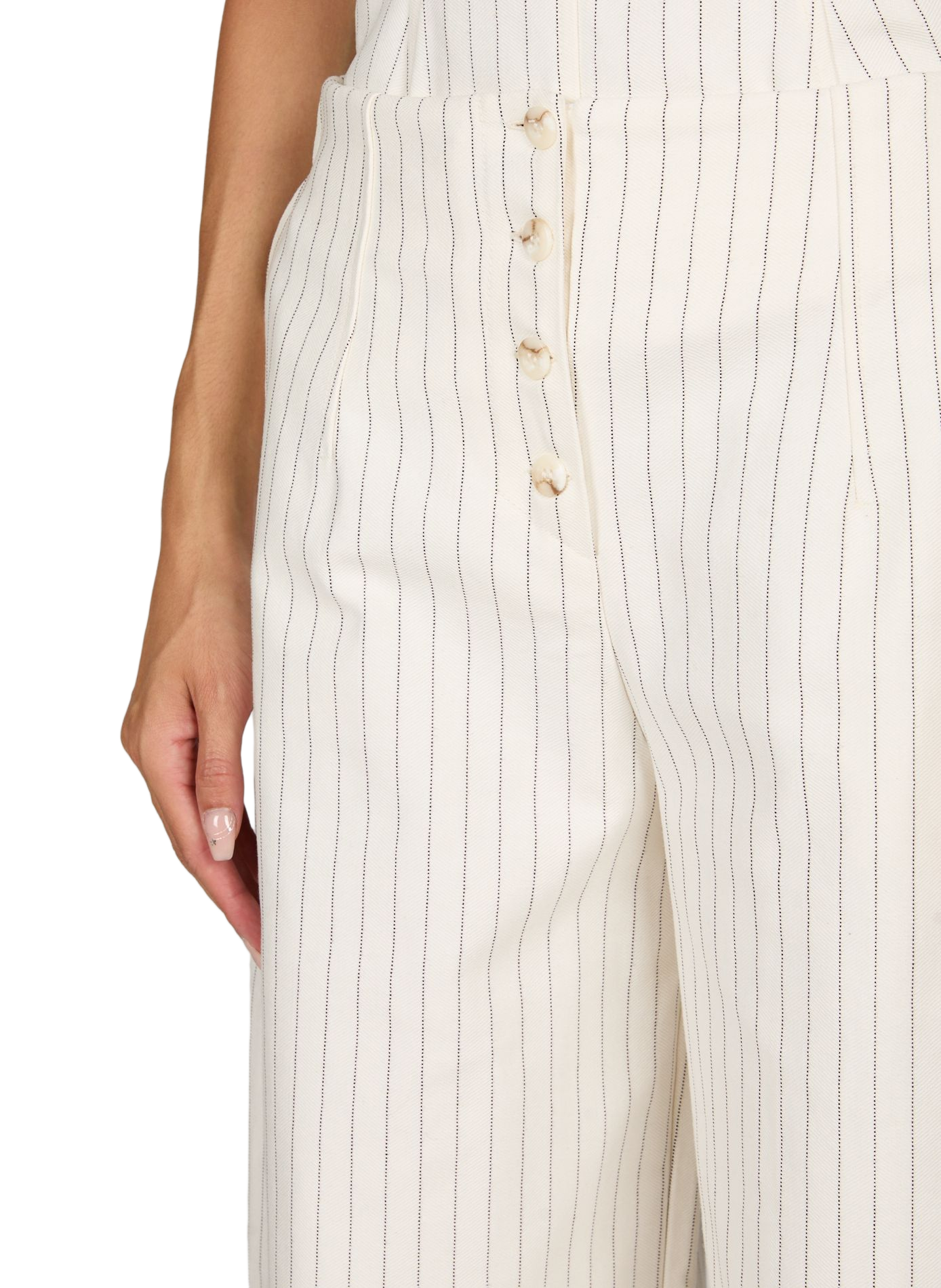 Jean barrel rayé en coton  TOPSHOP Blanc