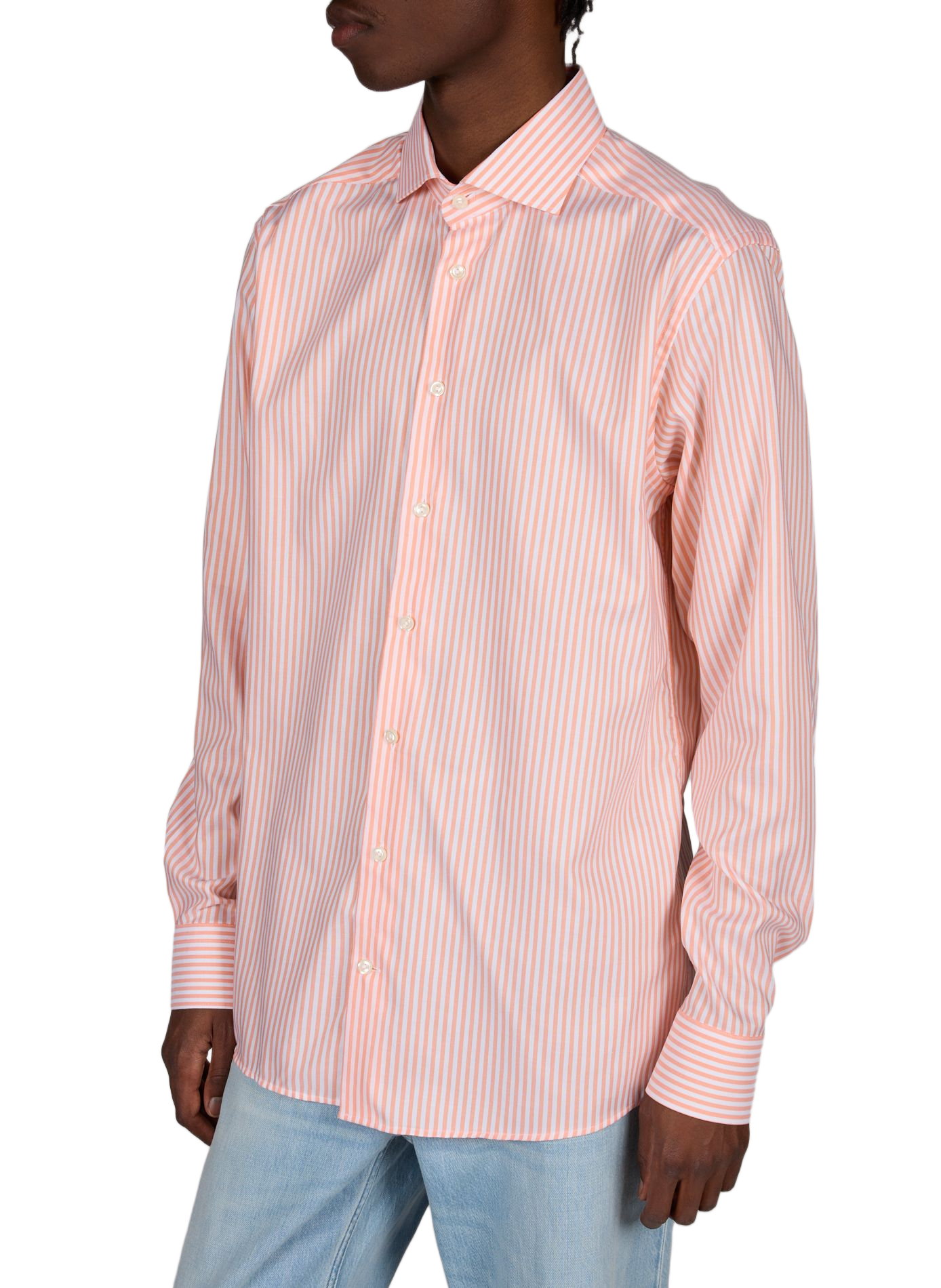 Slim-fit striped cotton shirt ETON Orange