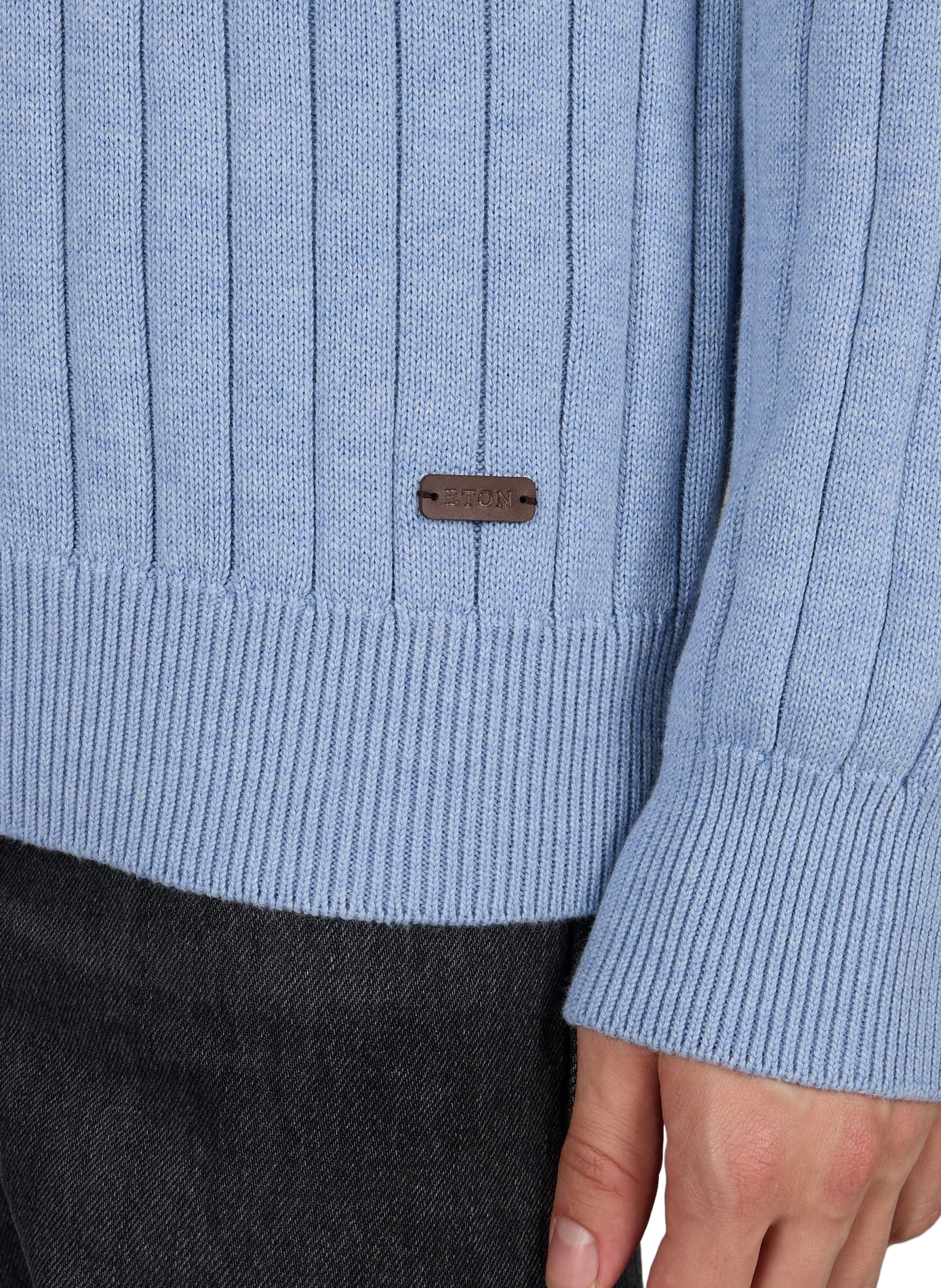 Pull col rond en coton ETON Bleu