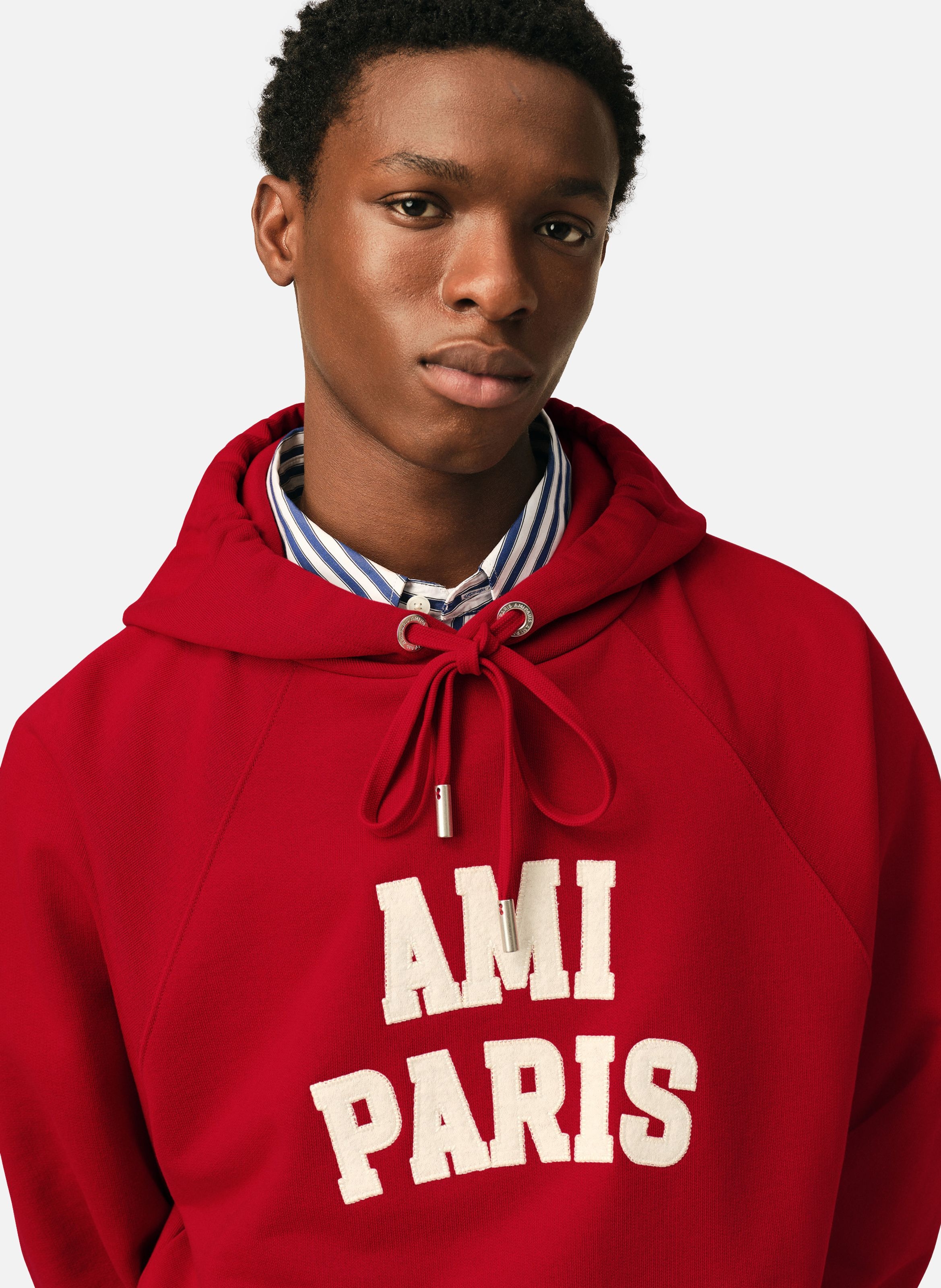 Hoodie unisexe en coton broderie ami paris AMI PARIS Rouge