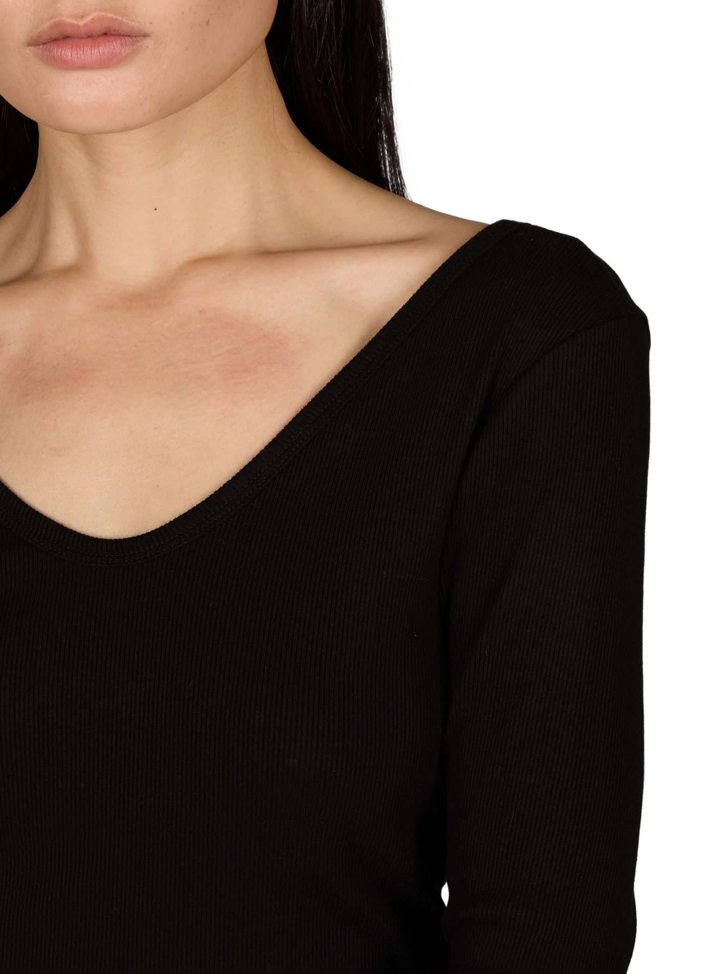 Geripptes Baumwollmischungs-Top Wendy TOPSHOP Schwarz