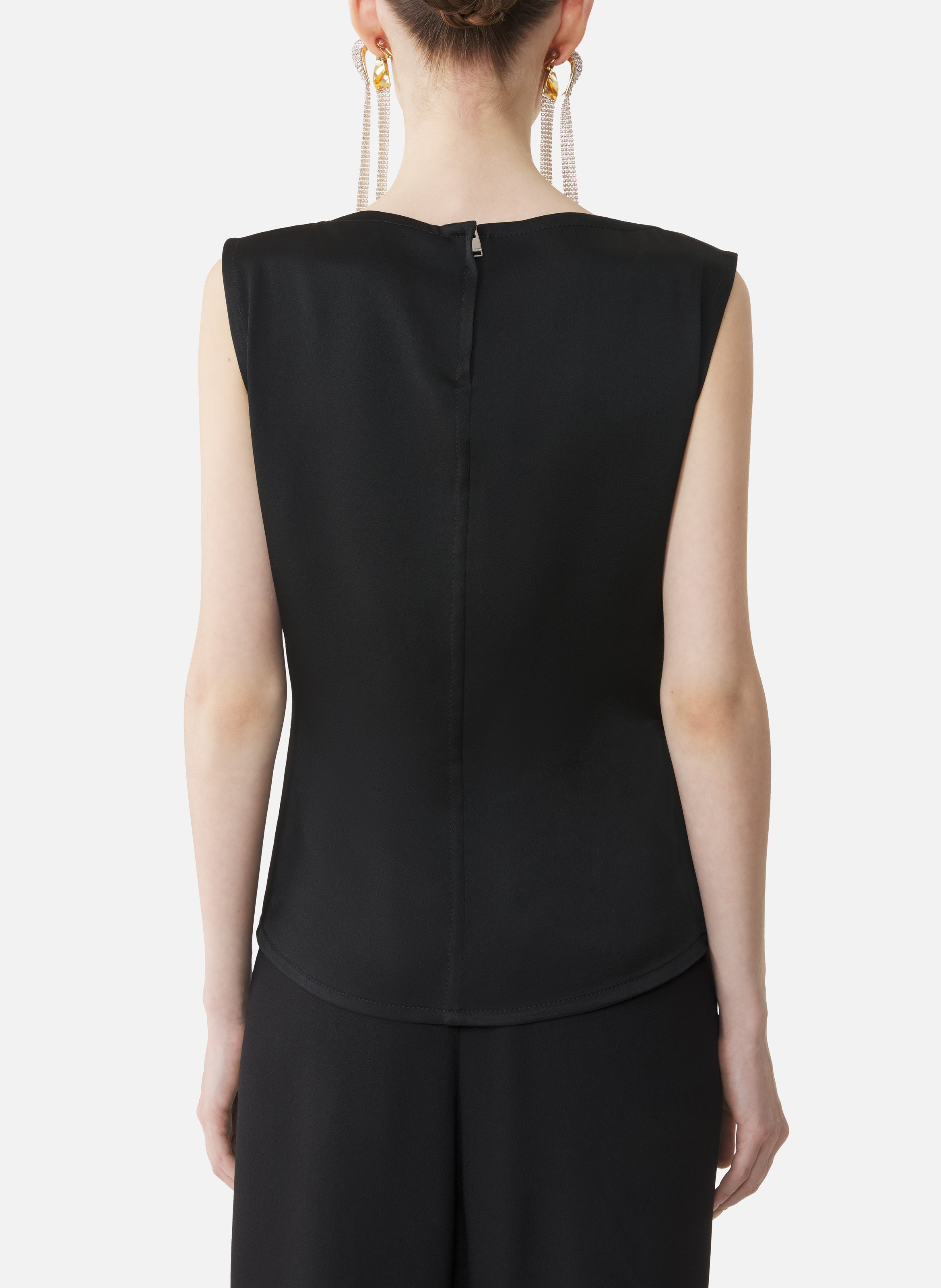 Haut boutonné sans manches en satin LANVIN Noir