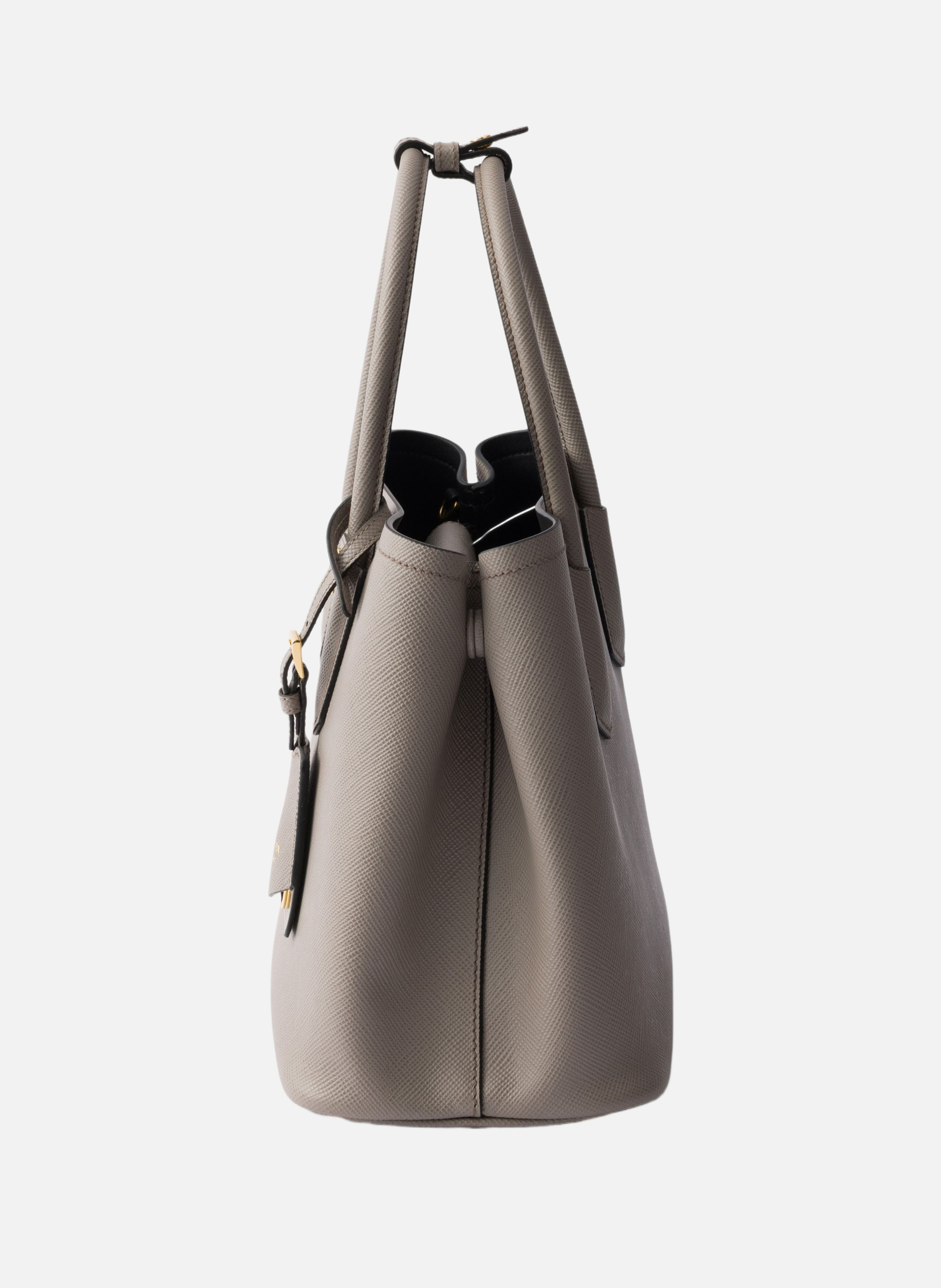 Sac prada double en cuir saffiano PRADA Gris