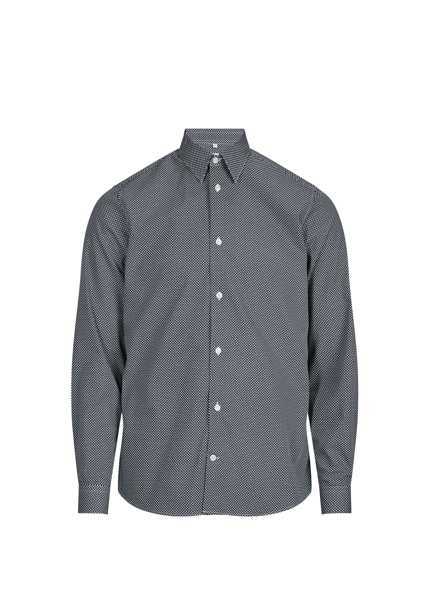 Slim-fit overhemd met klassieke kraag van bedrukt katoen. AU PRINTEMPS PARIS Blauw