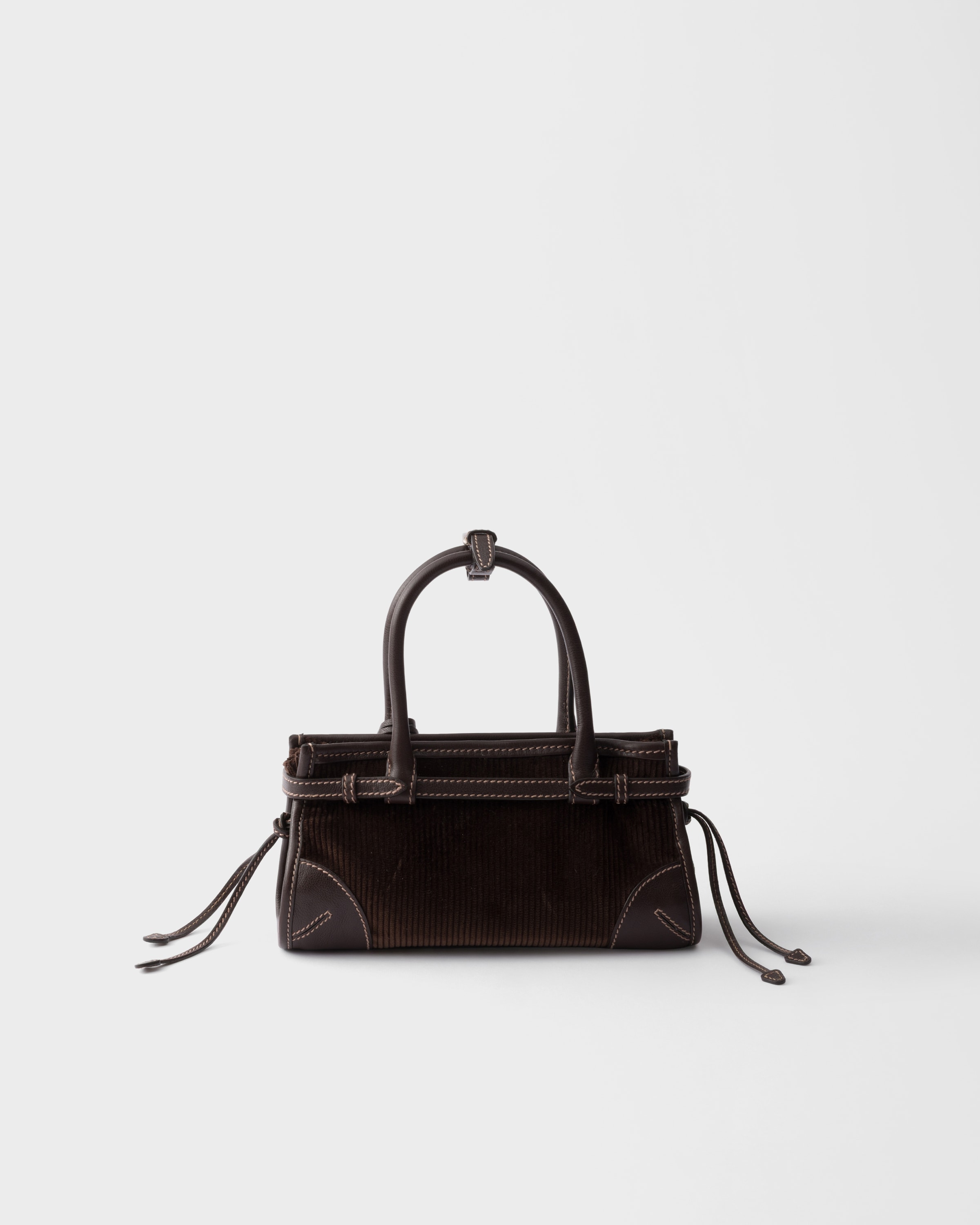 Petit sac prada bonnie velours côtelé et cuir PRADA Marron