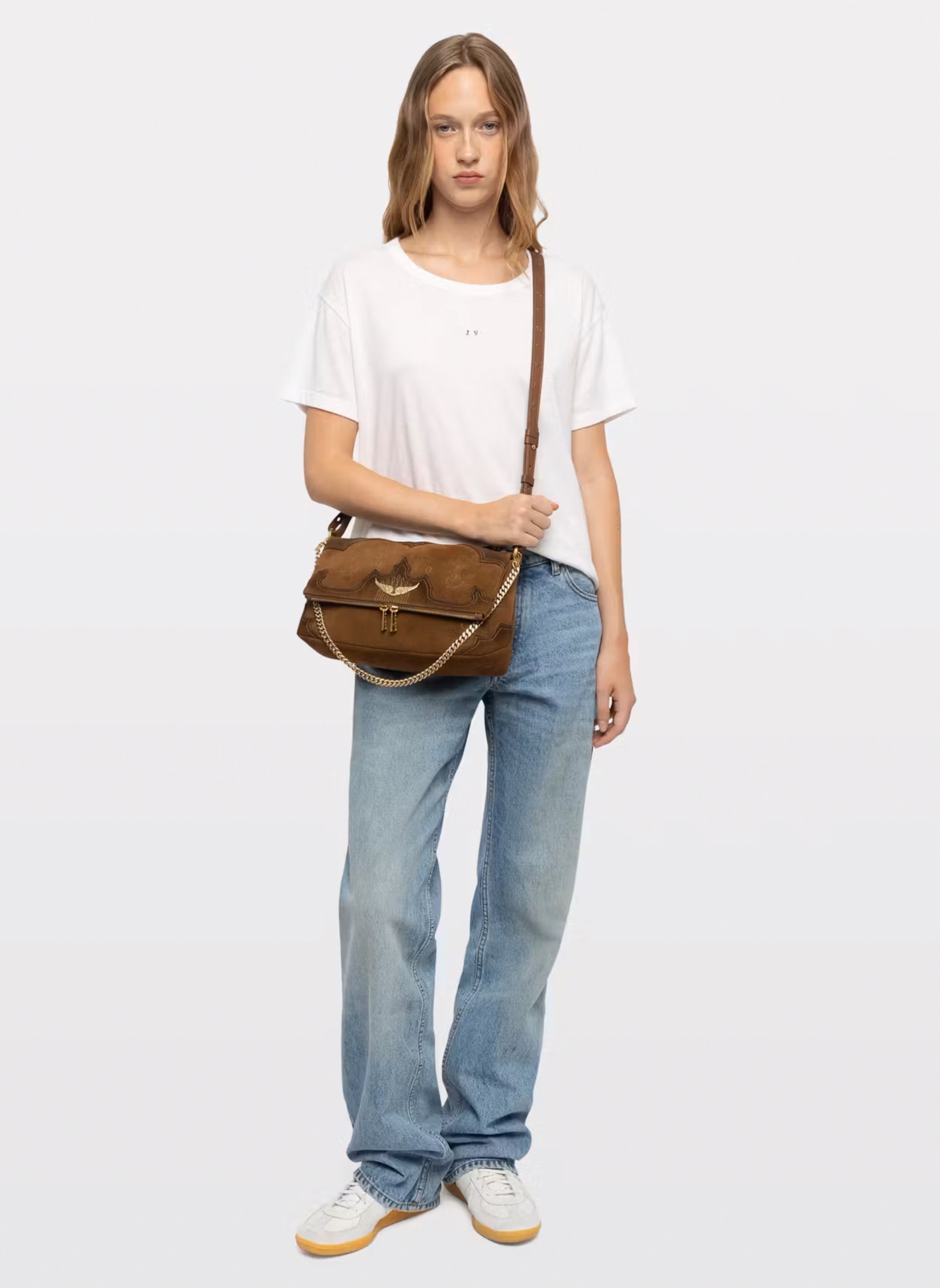 Schoudertas van leer Rocky II ZADIG&VOLTAIRE Bruin