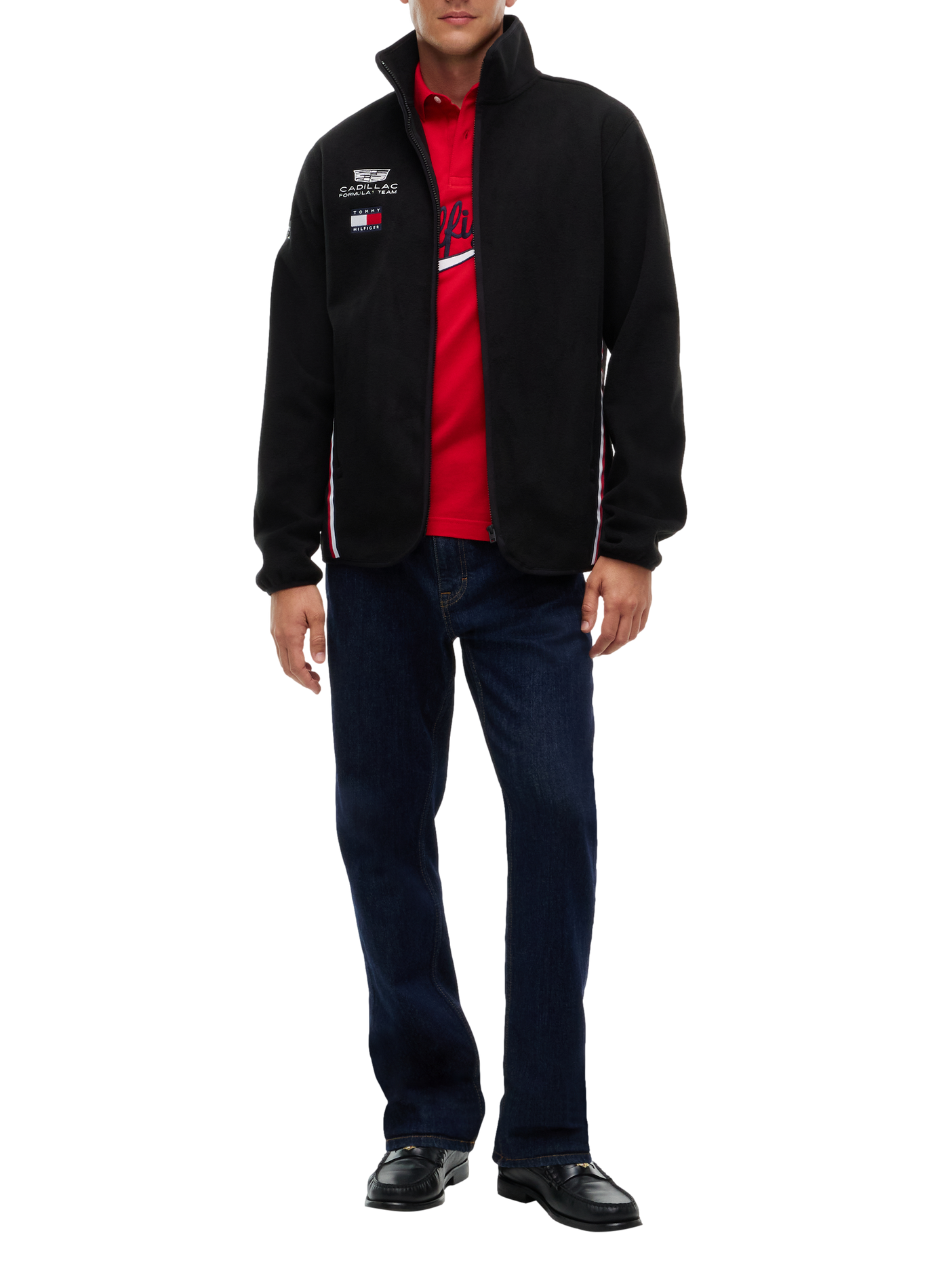 Einfarbige Zipjacke mit Stickereien TOMMY HILFIGER Schwarz