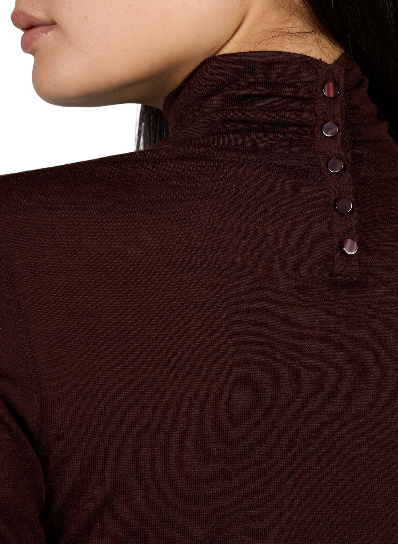 Straight Merino wool high neck sweater PETITE MENDIGOTE Brown