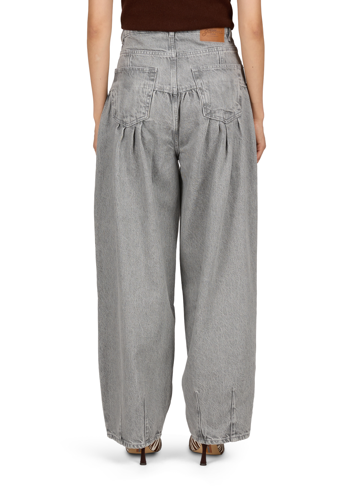 Rigid Cotton Denim Corset Jeans GANNI Grey