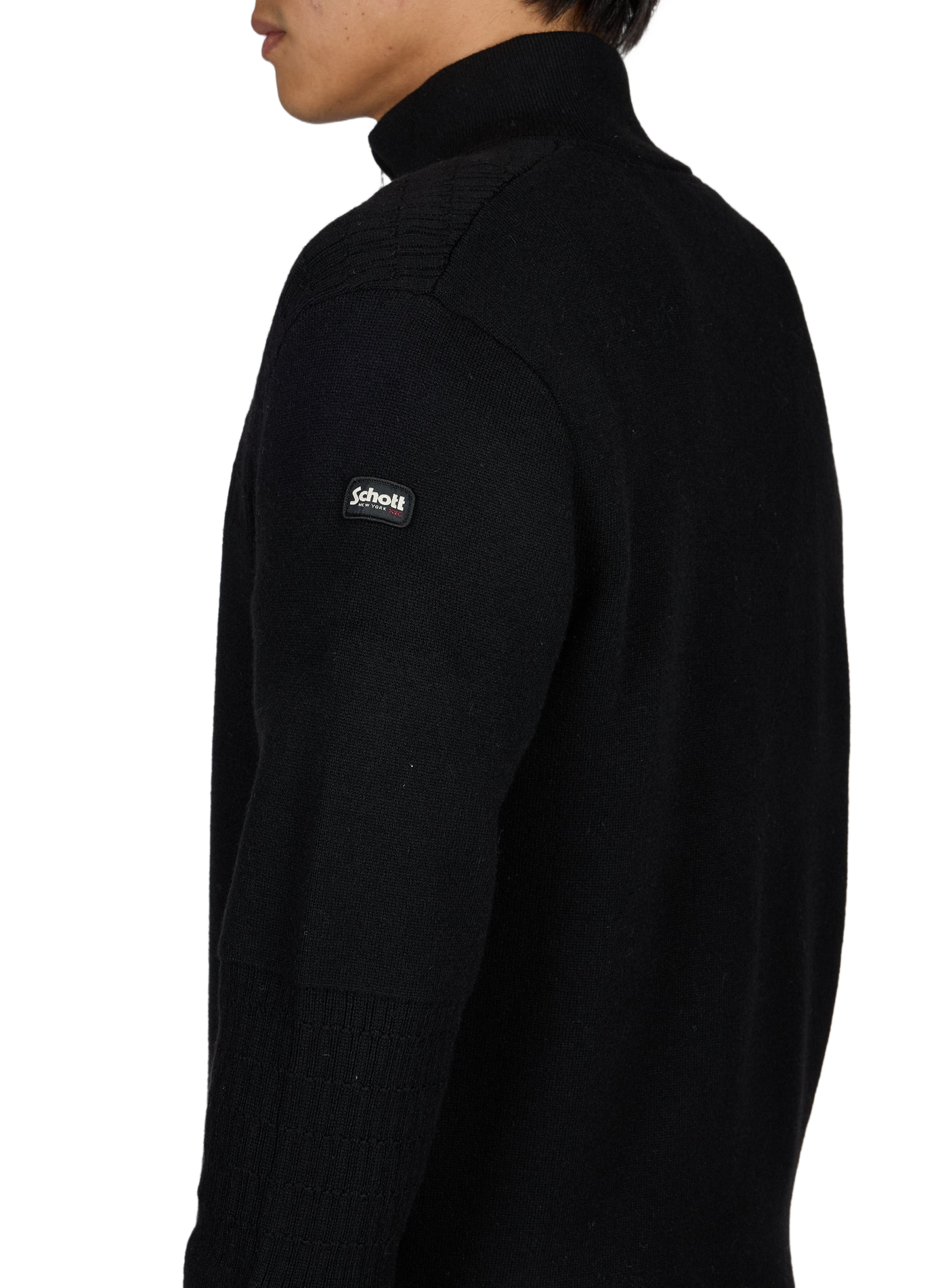 Pullover mit Reißverschluss-Stehkragen SCHOTT Schwarz