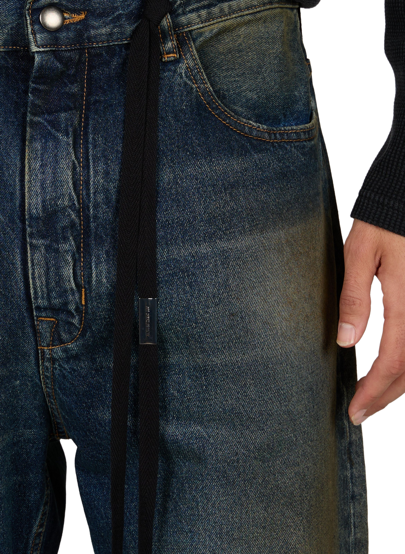 Wide leg washed cotton jeans ANN DEMEULEMEESTER Blue