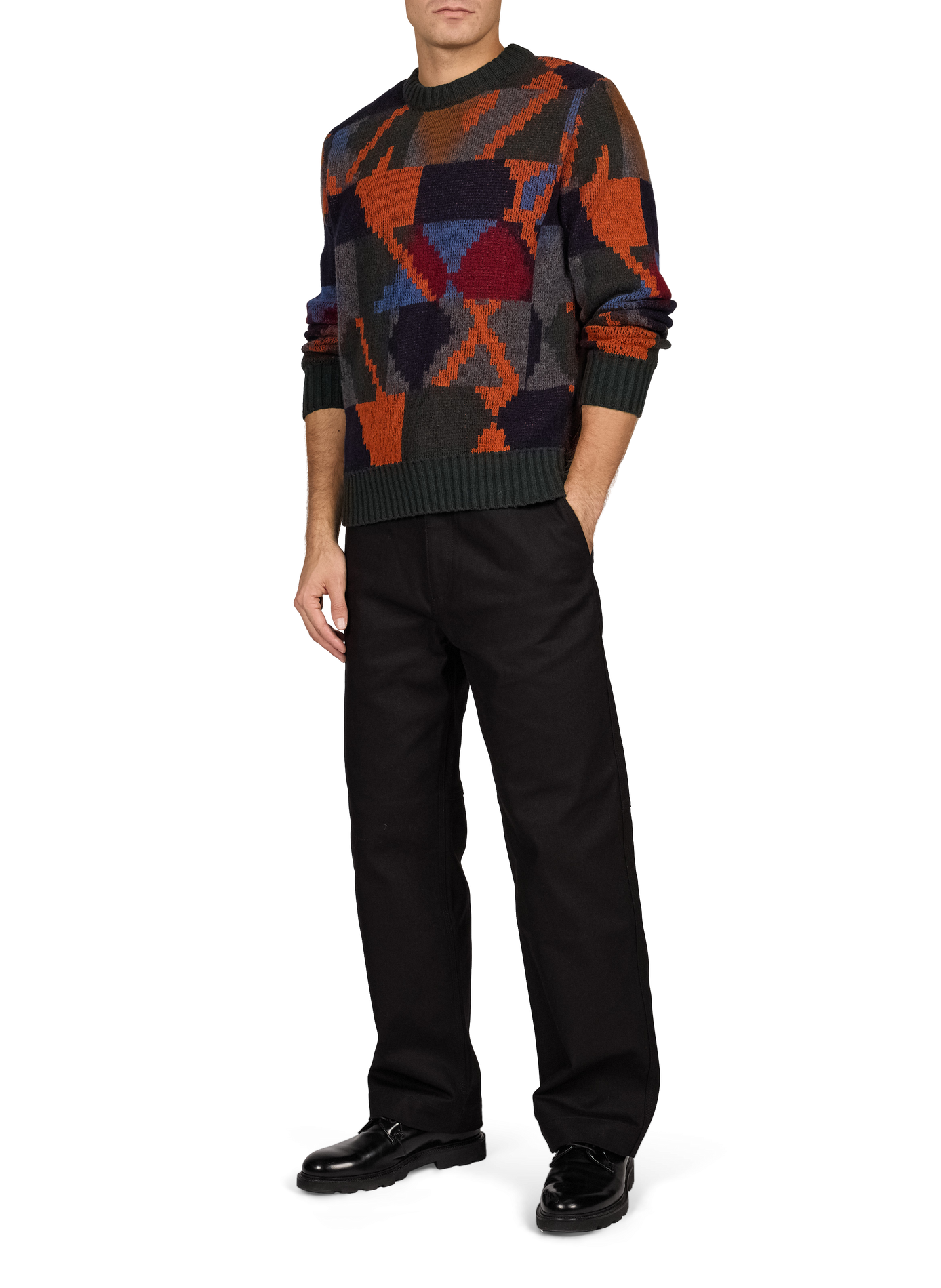 Printed crew-neck wool sweater THINKING MU Multicolour