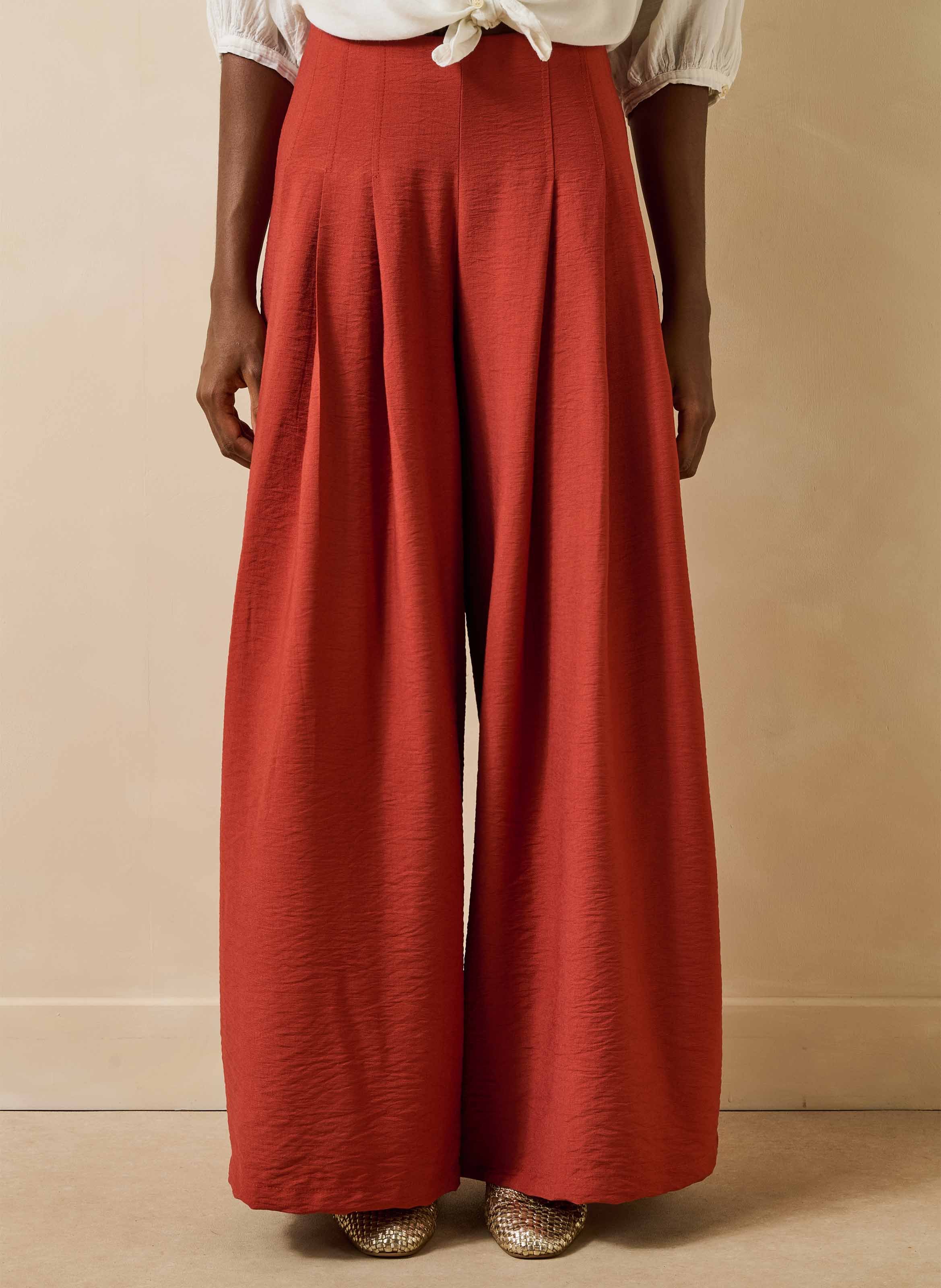 Wijde hoge taille broek LA FEE MARABOUTEE Rood