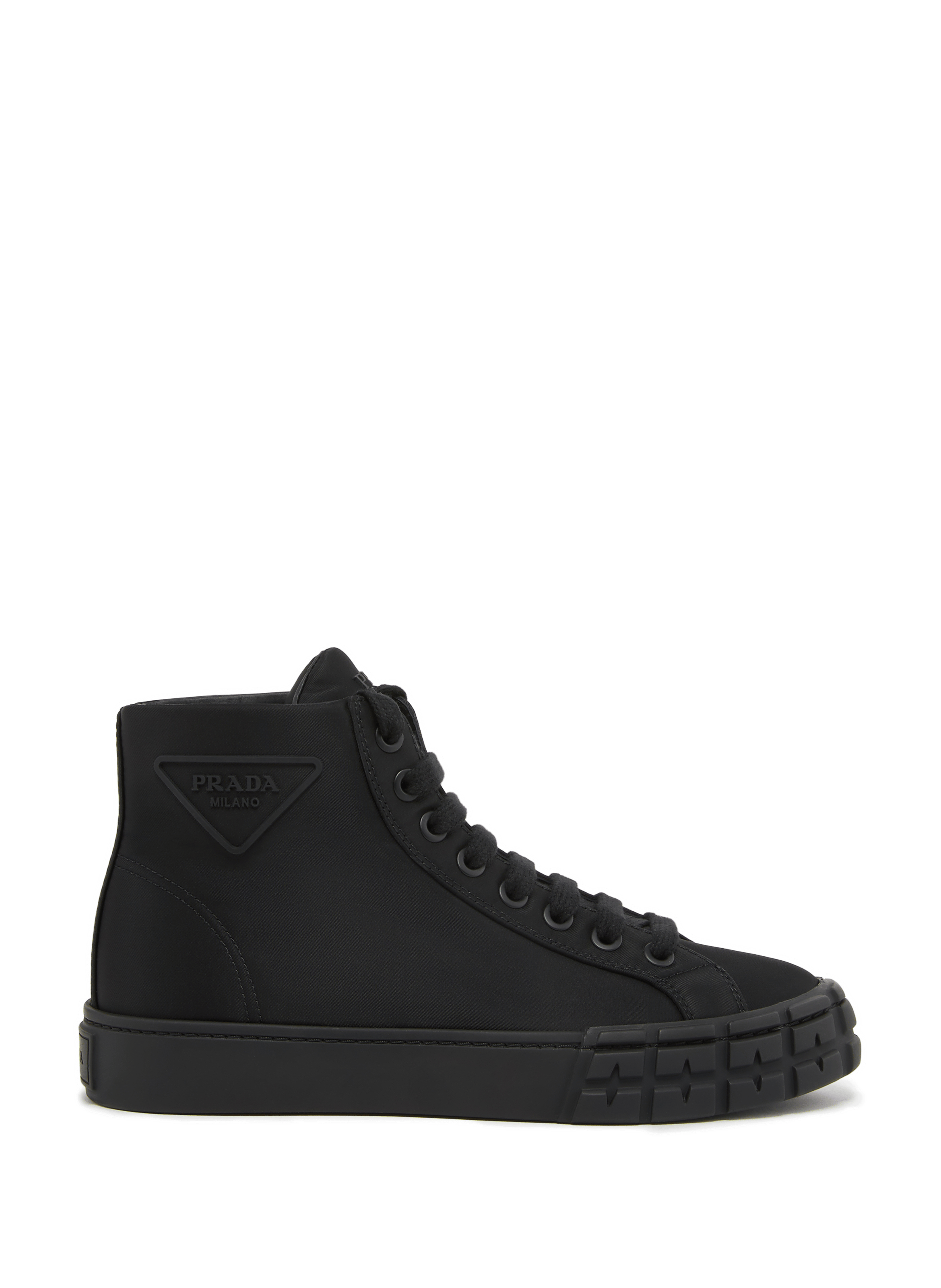 High-top thick-sole Sneakers with embossed logo PRADA Black