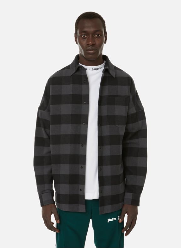 Surchemise oversize à carreaux en coton Noir by PALM ANGELS PALM ANGELS Surchemise oversize à carreaux en coton Noir