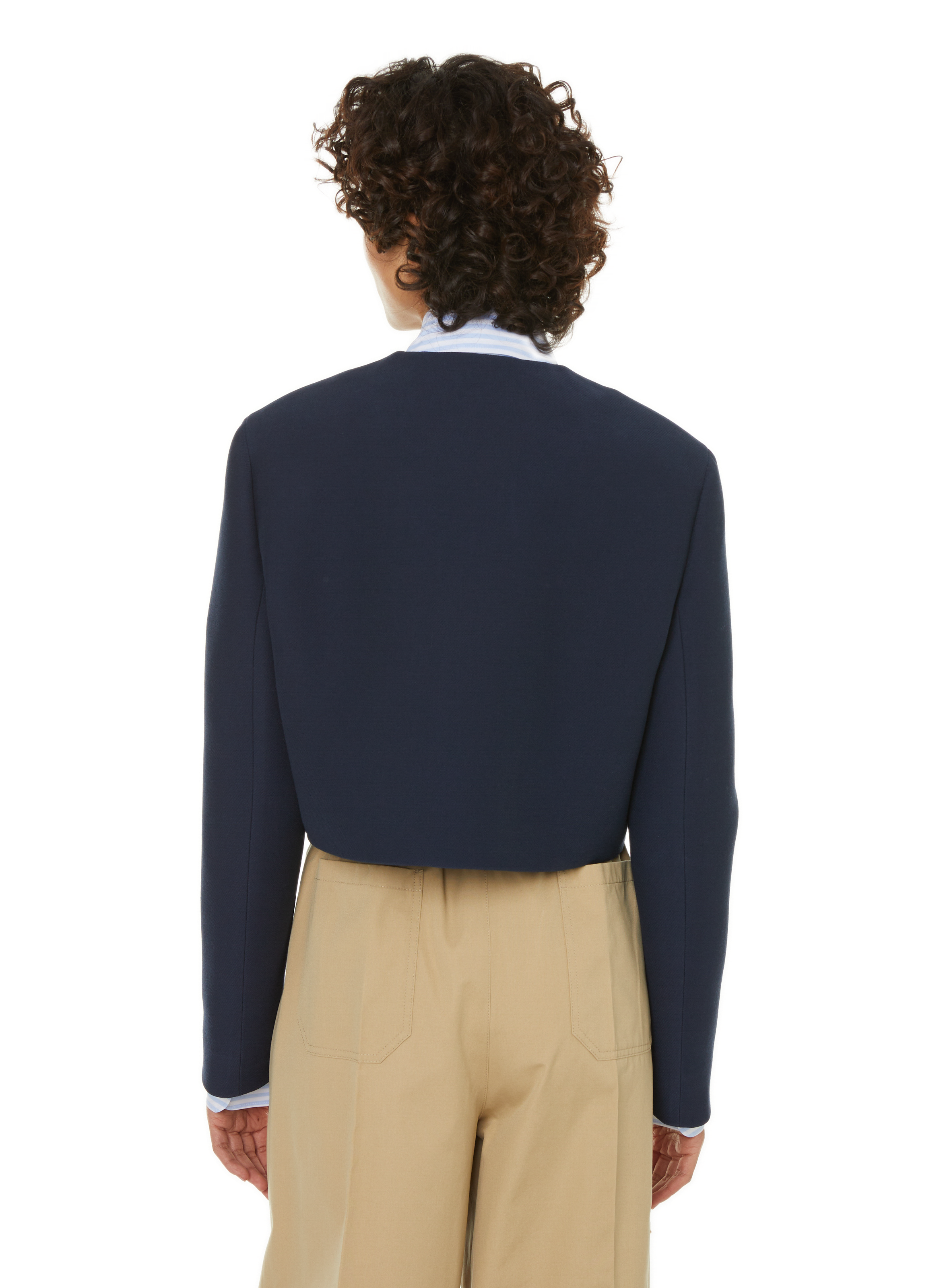 Short wool and silk jacket PRADA Blue