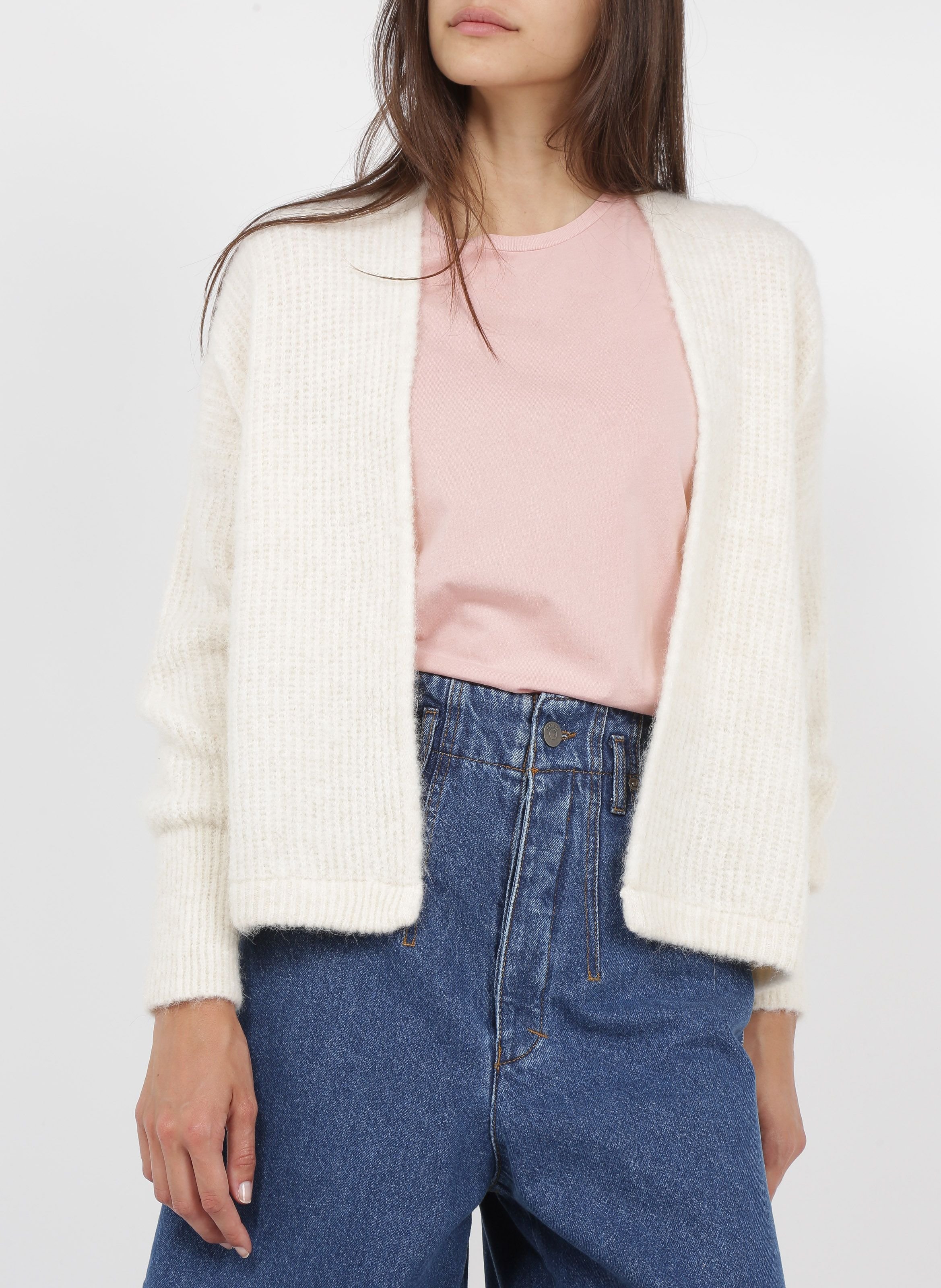 Gilet ouvert en laine et alpaga mélangé east  Nacre chine