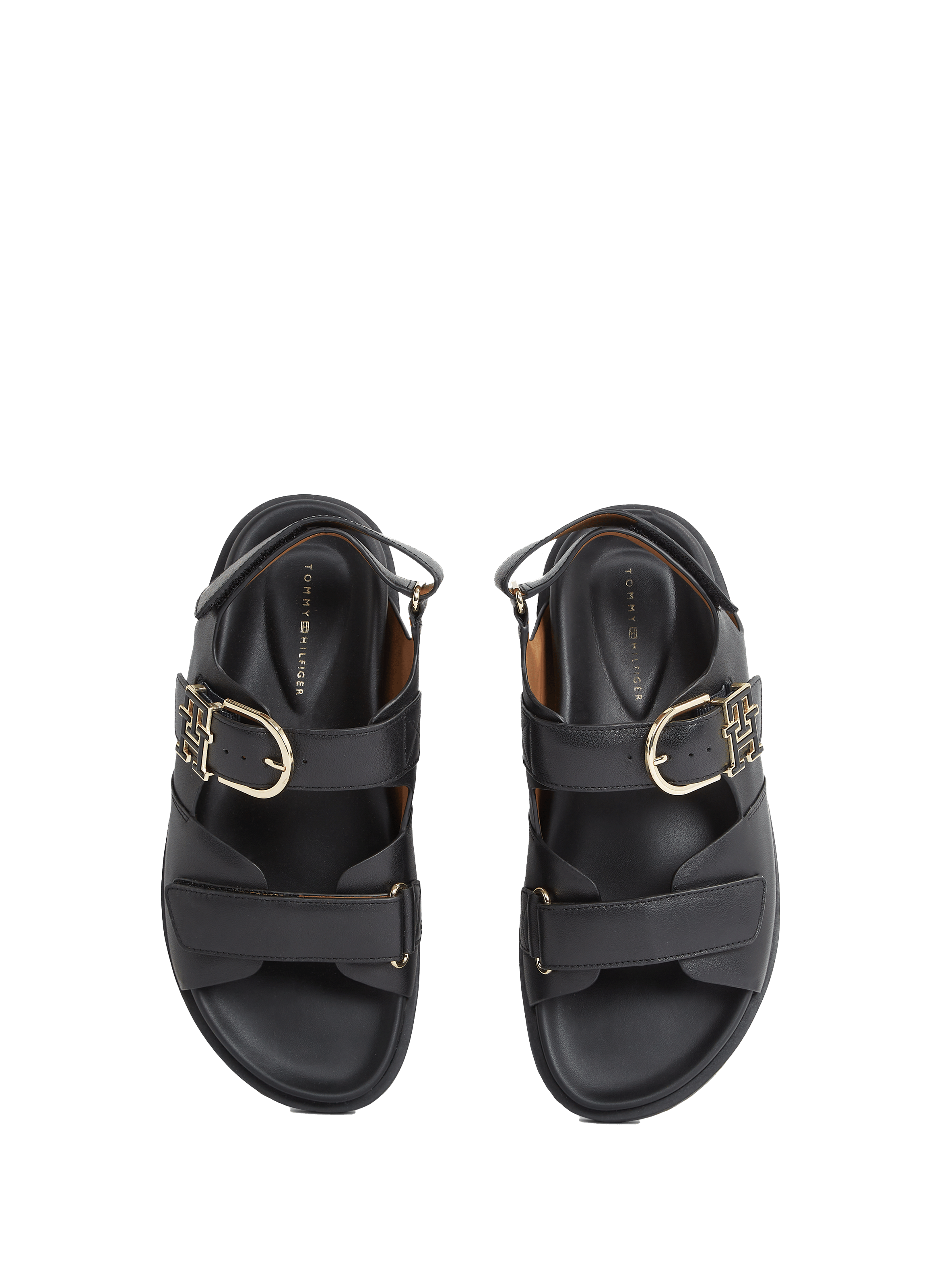 Leather sandals with serrated sole Black