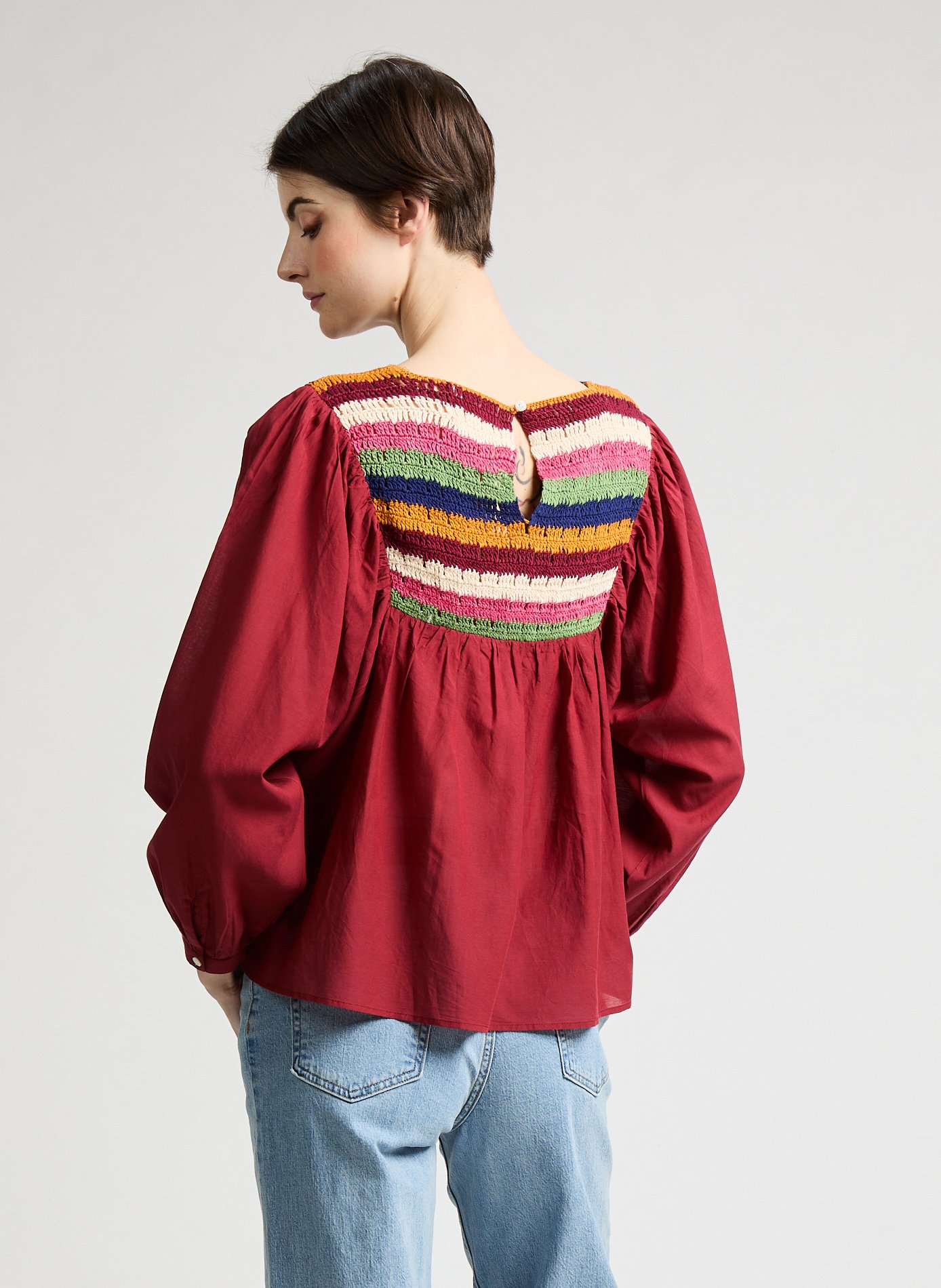 Oversized blouse in blended cotton LEON & HARPER Red