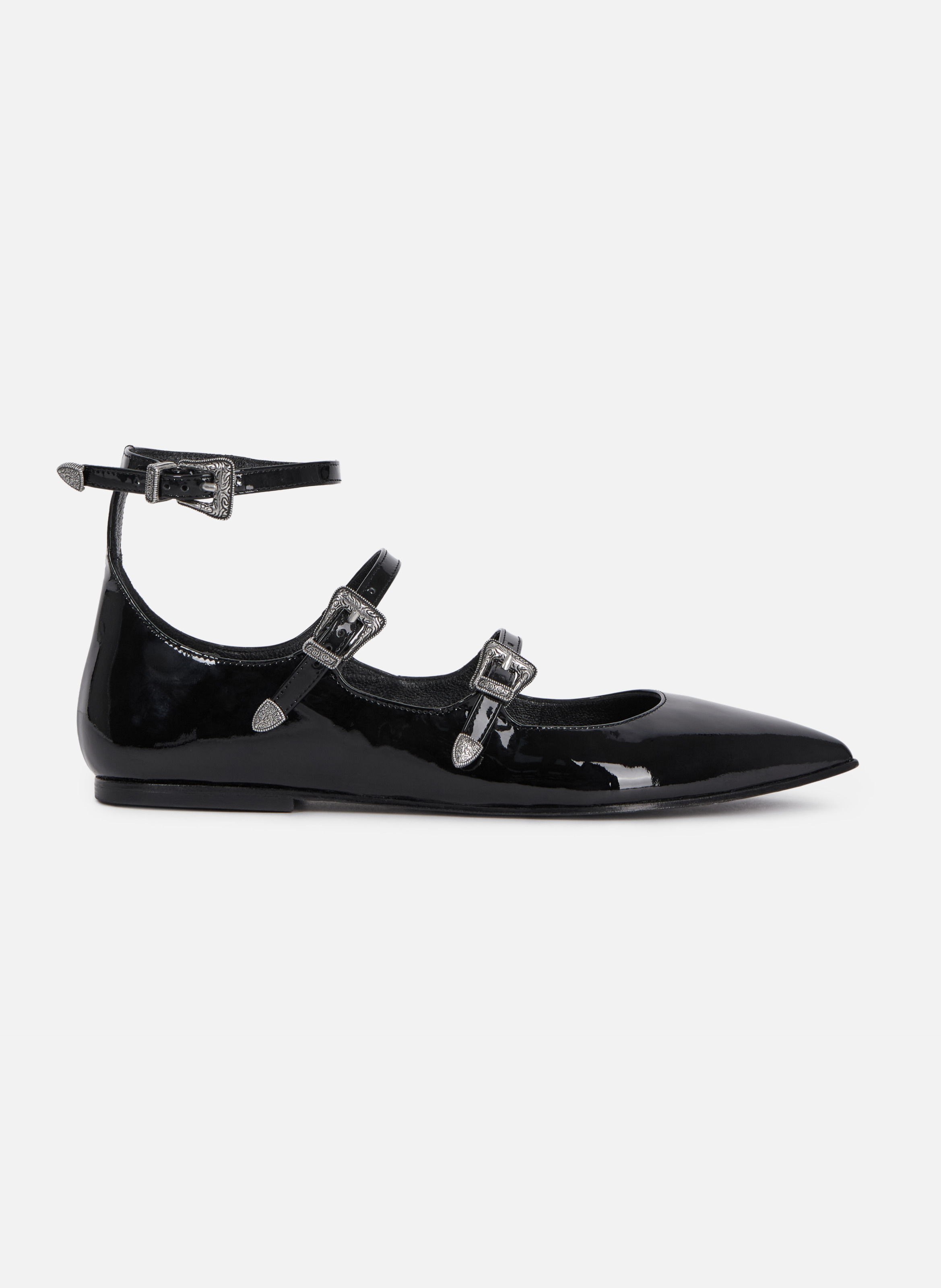 Ballerines en cuir avec boucles western NoirTHE KOOPLES