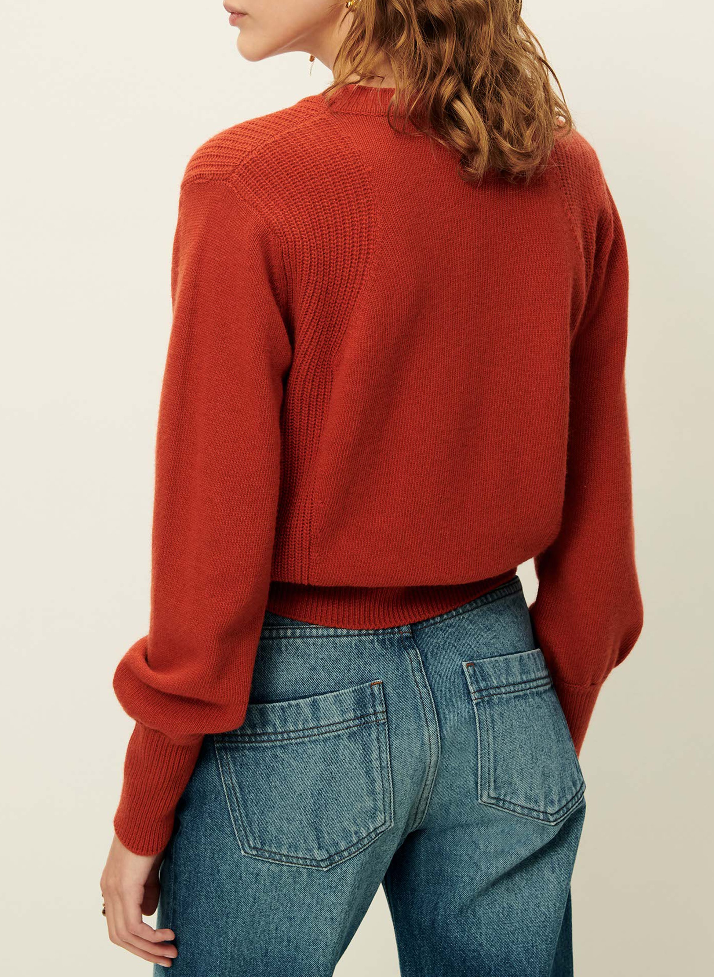 Pull col rond droit en laine baysilte SESSUN Rouge