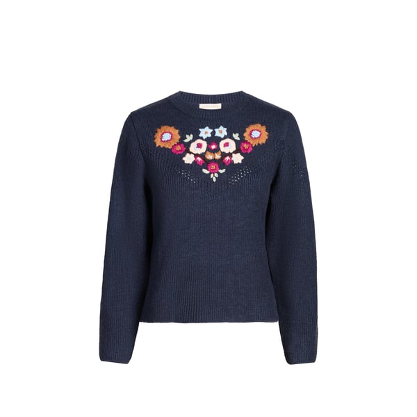Louise Misha Pull Droit À Fleurs Brodées In Blue