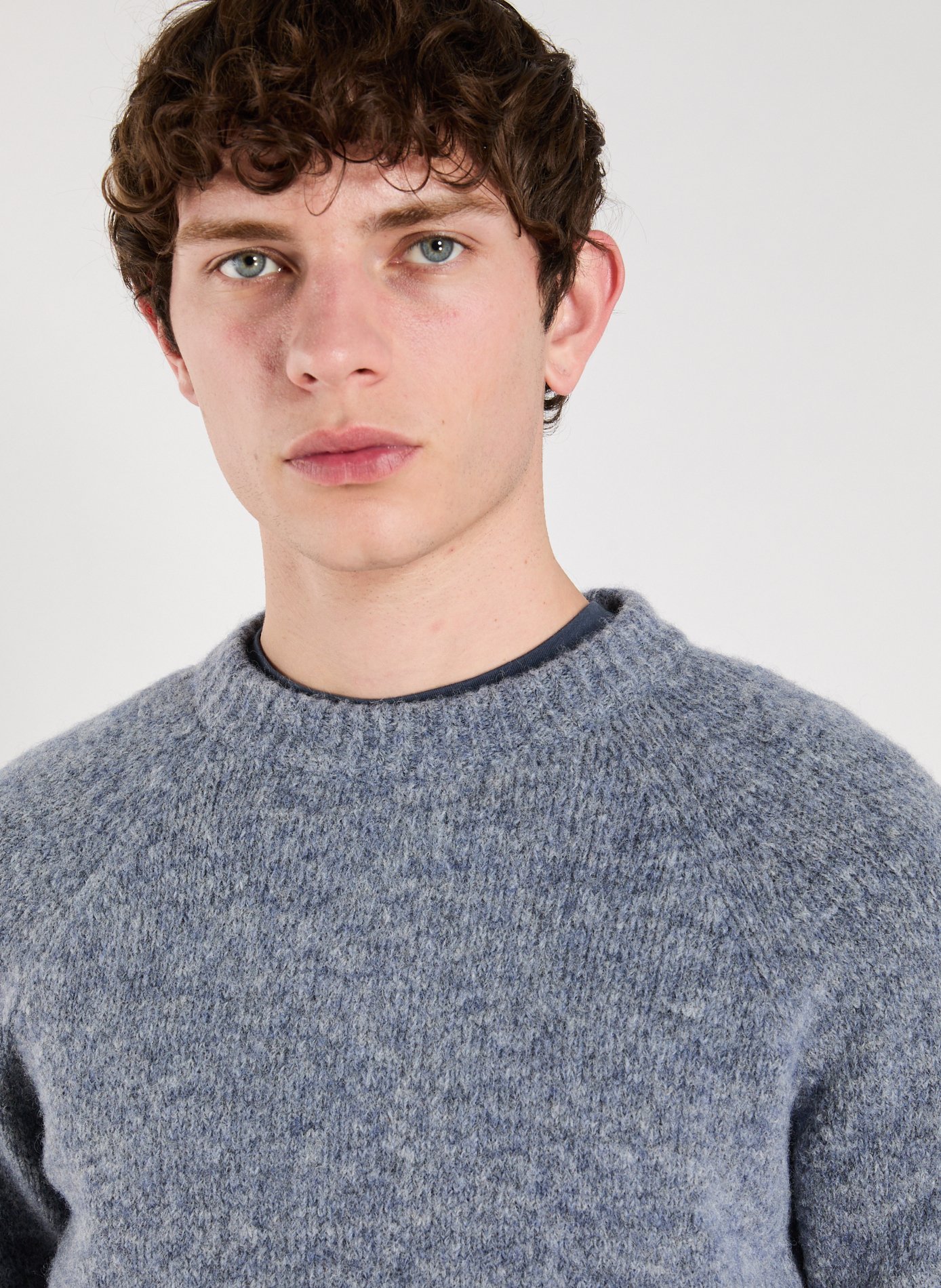 Pull col rond en laine mélangée K-WAY Bleu