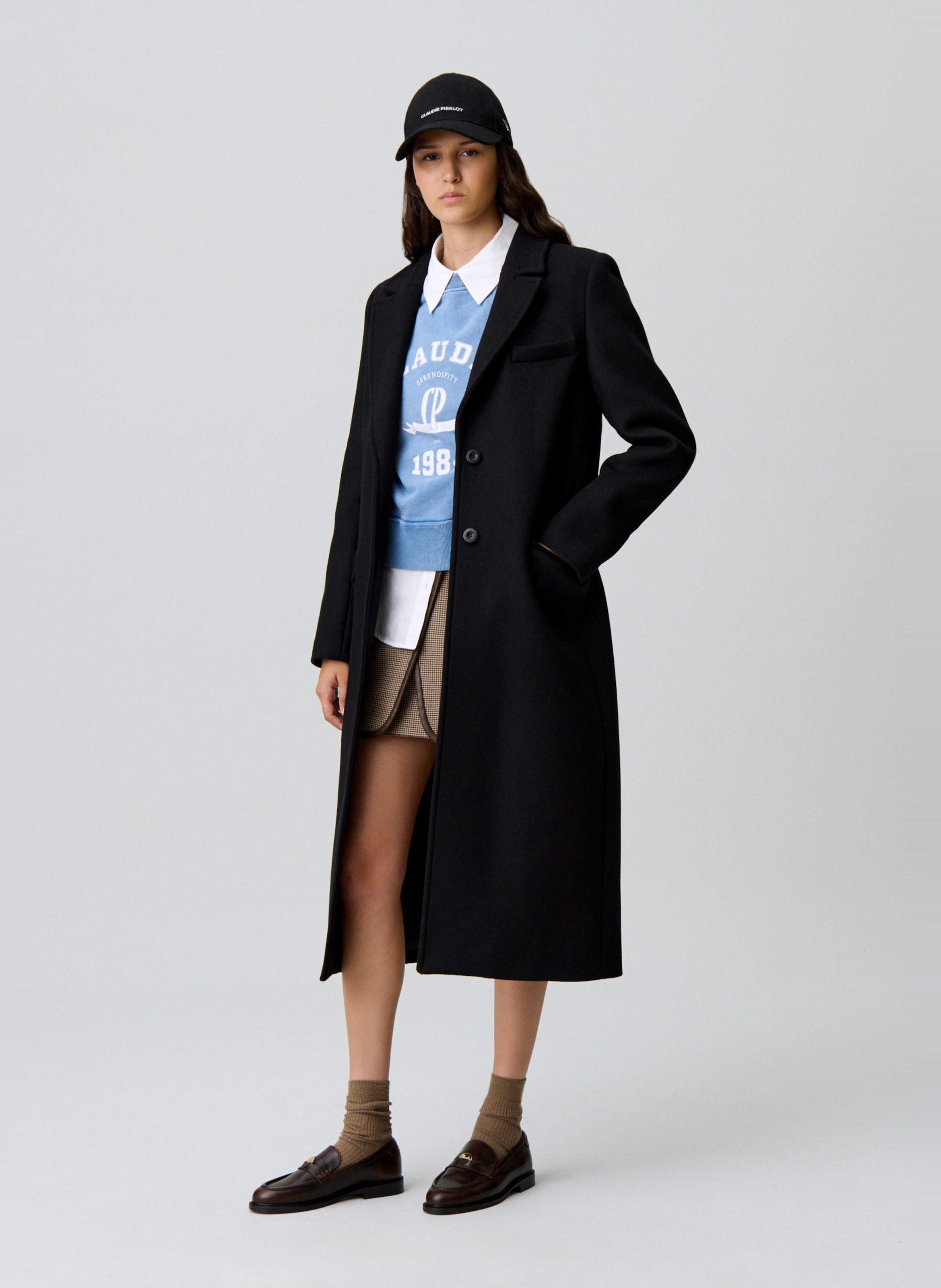 Manteau mi-long oversize uni ginny CLAUDIE PIERLOT Noir
