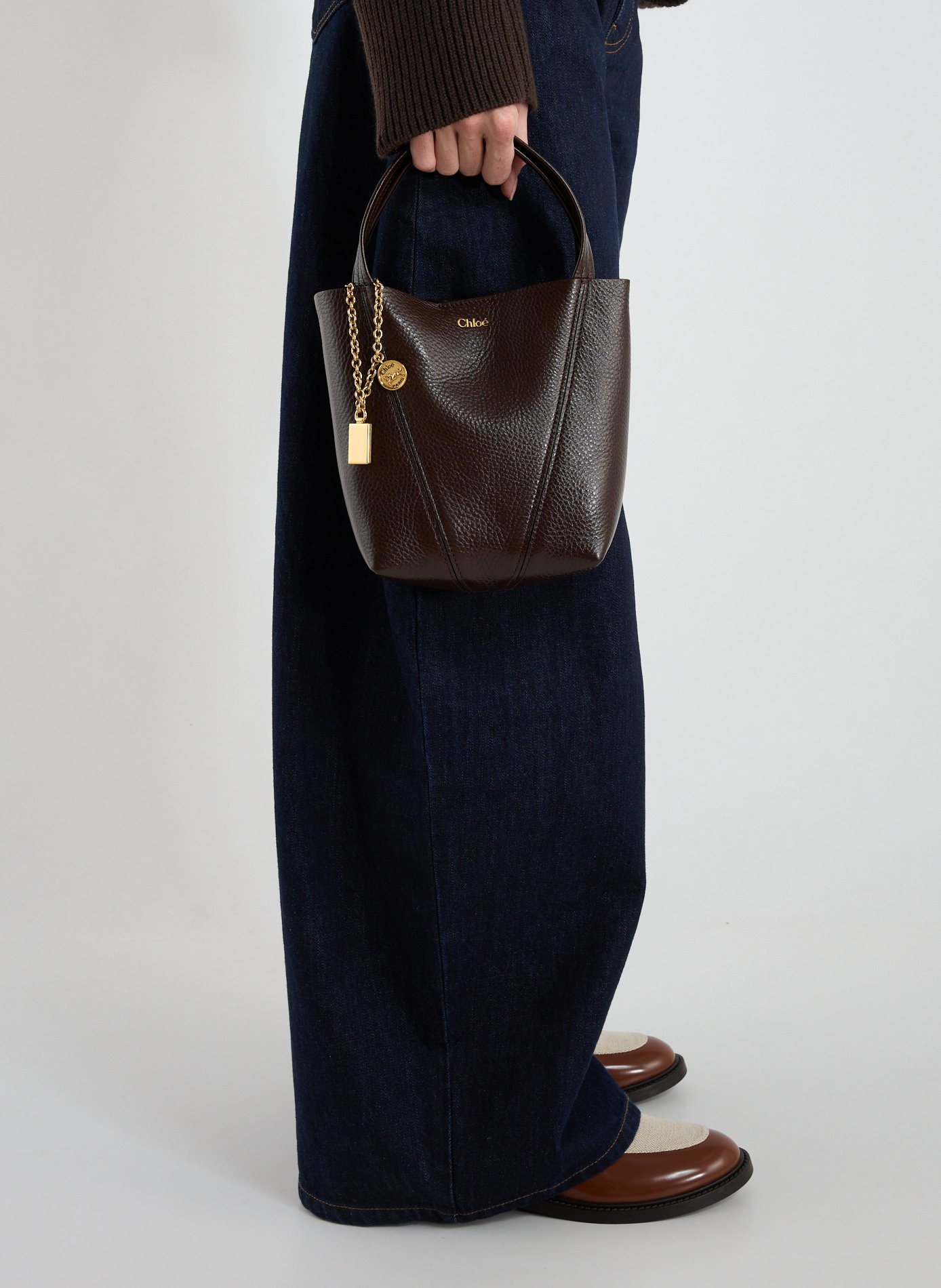 Sac à main Spin en cuir de veau CHLOÉ Marron