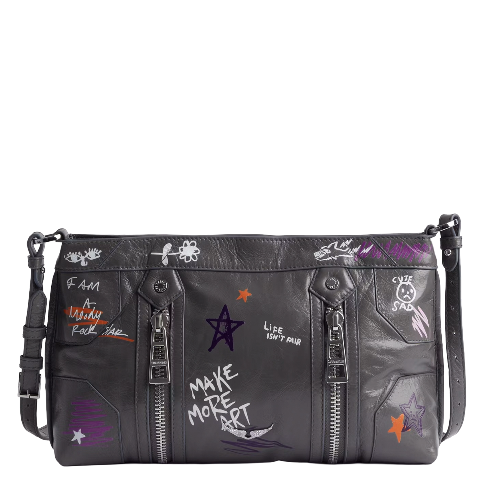 Sac bandoulière en cuir sunny moody ZADIG&VOLTAIRE Gris